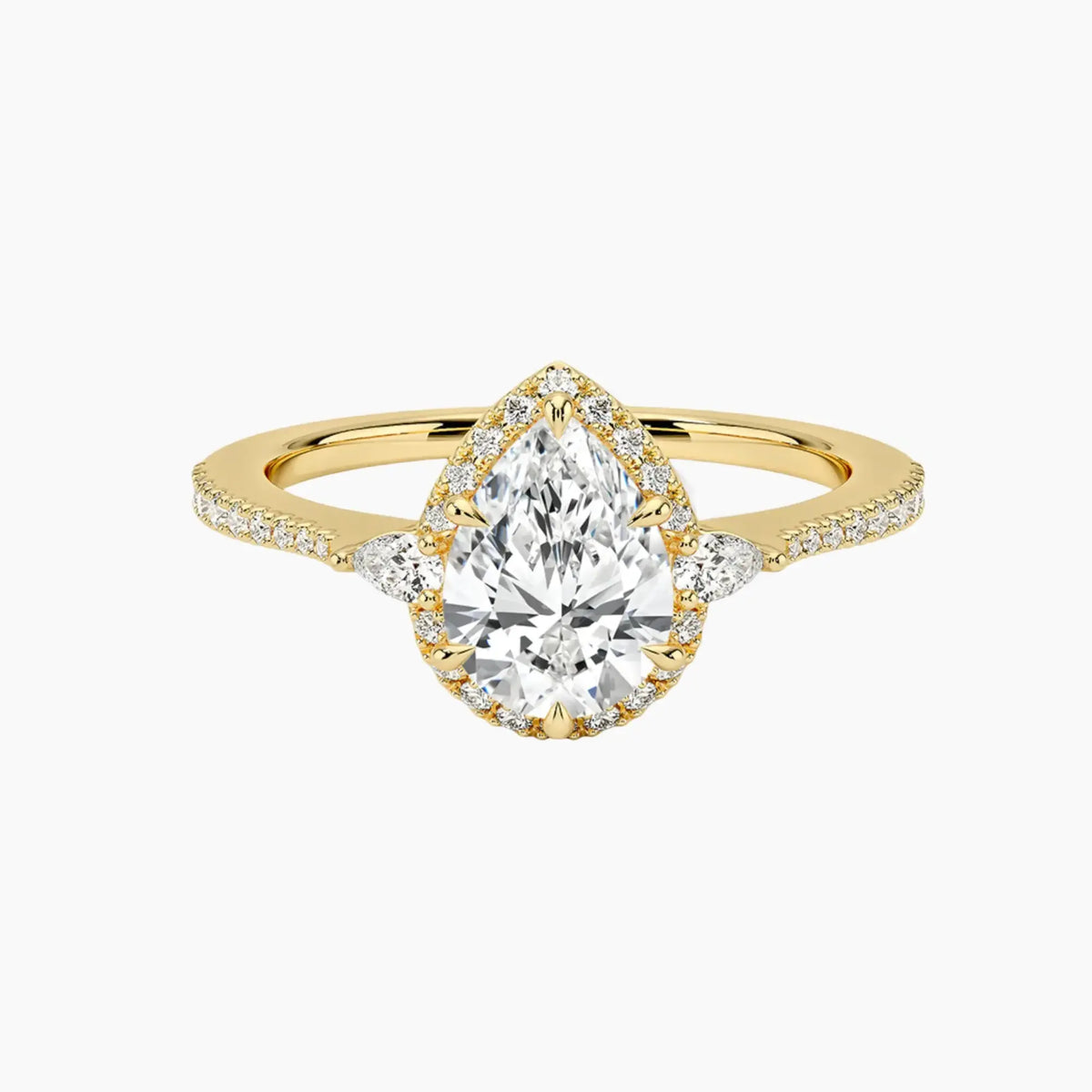 OBSER627 - Calliope Halo Pave Three Stone Pear engagement ring setting view 7
