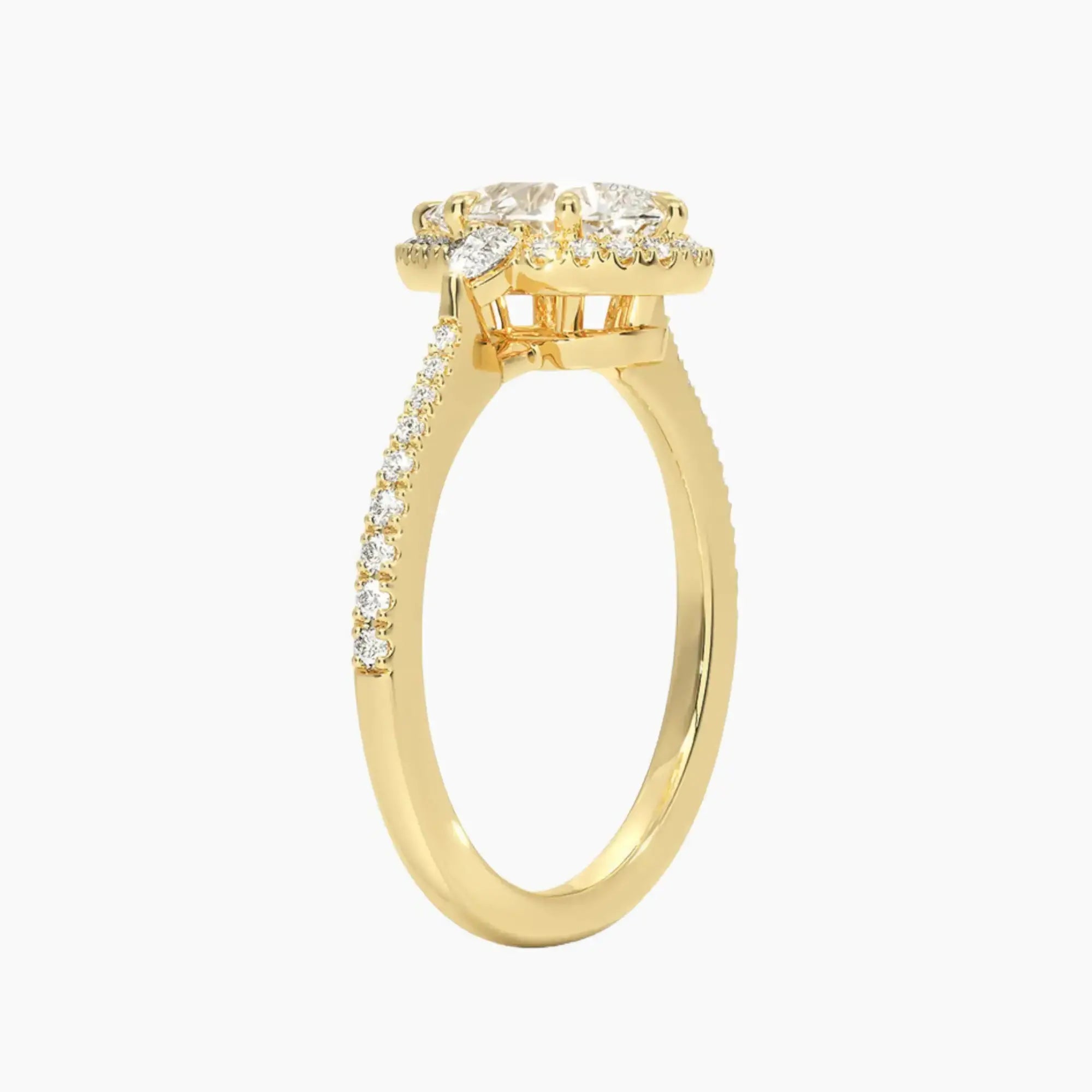 OBSER627 - Calliope Halo Pave Three Stone Pear engagement ring setting view 8