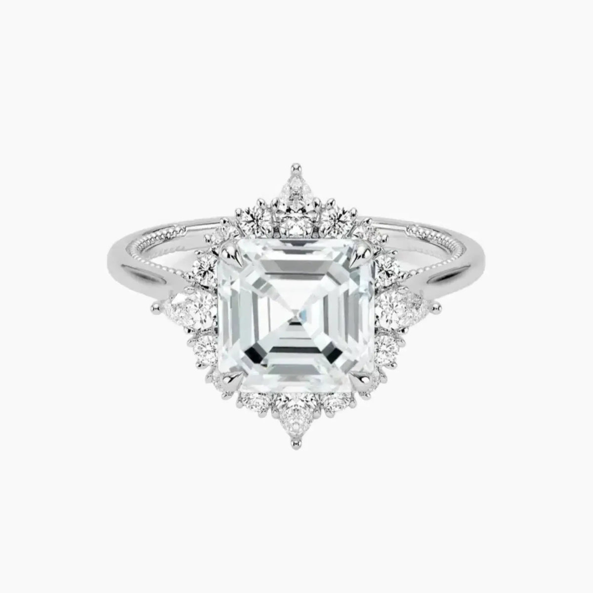 OBSER397 - Elara Halo Asscher engagement ring setting view 1