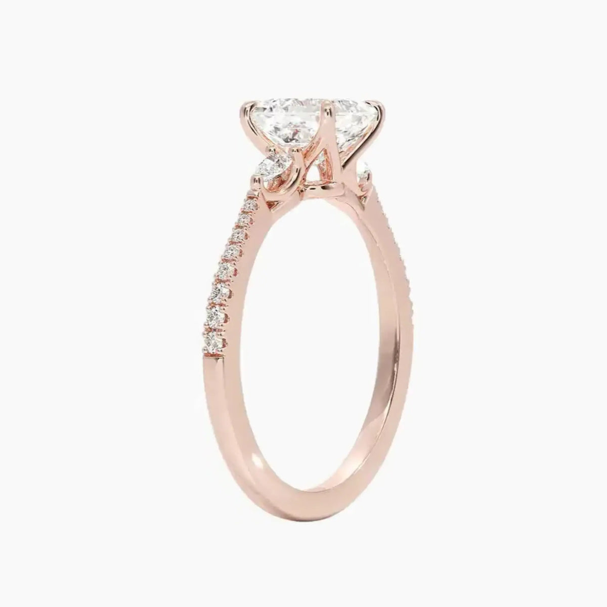 OBSER632 - Calliope Pave Three Stone Asscher engagement ring setting view 5