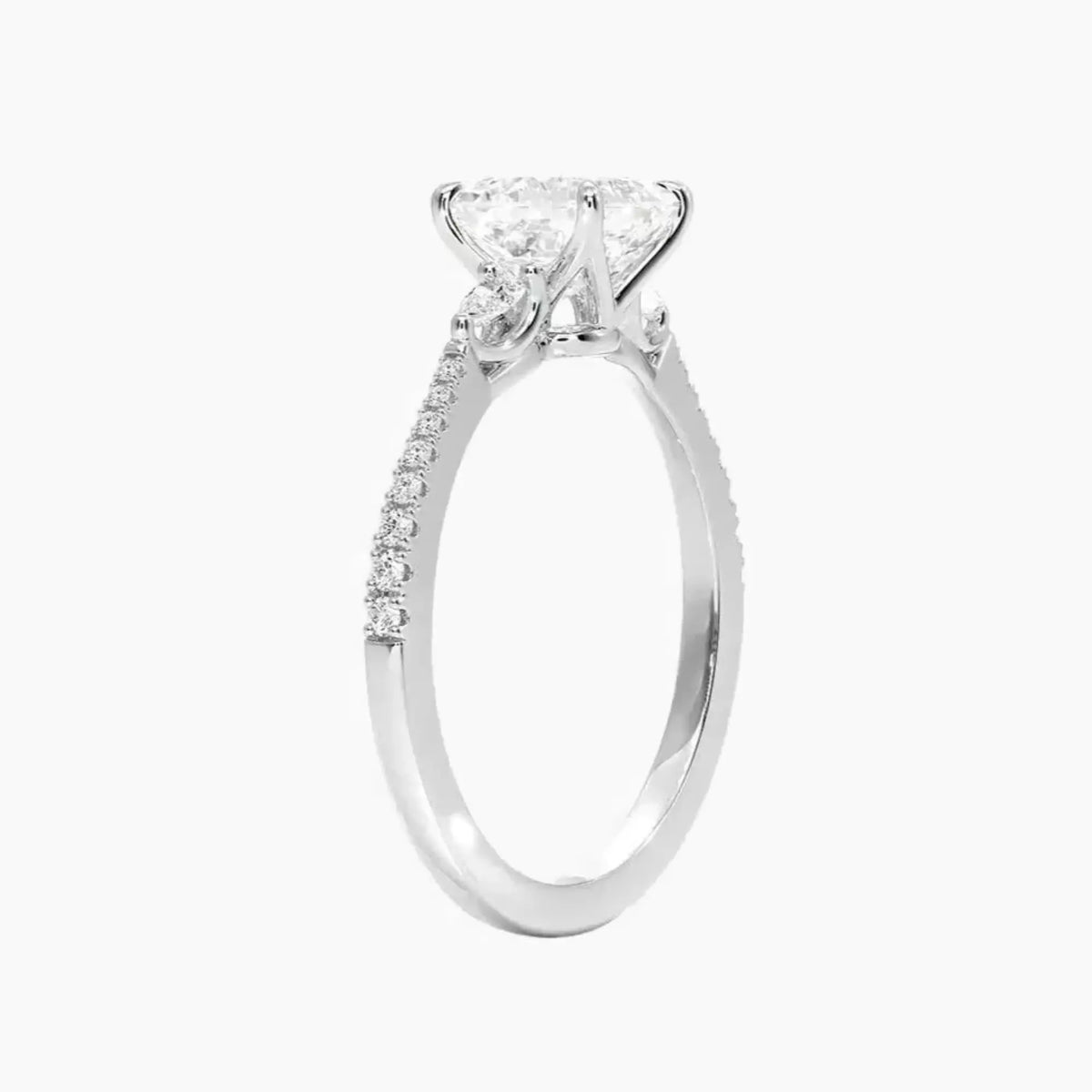 OBSER632 - Calliope Pave Three Stone Asscher engagement ring setting view 2