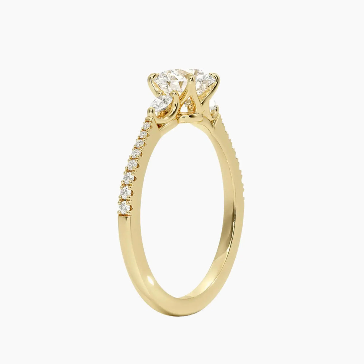 OBSER638 - Calliope Pave Three Stone Round engagement ring setting view 8