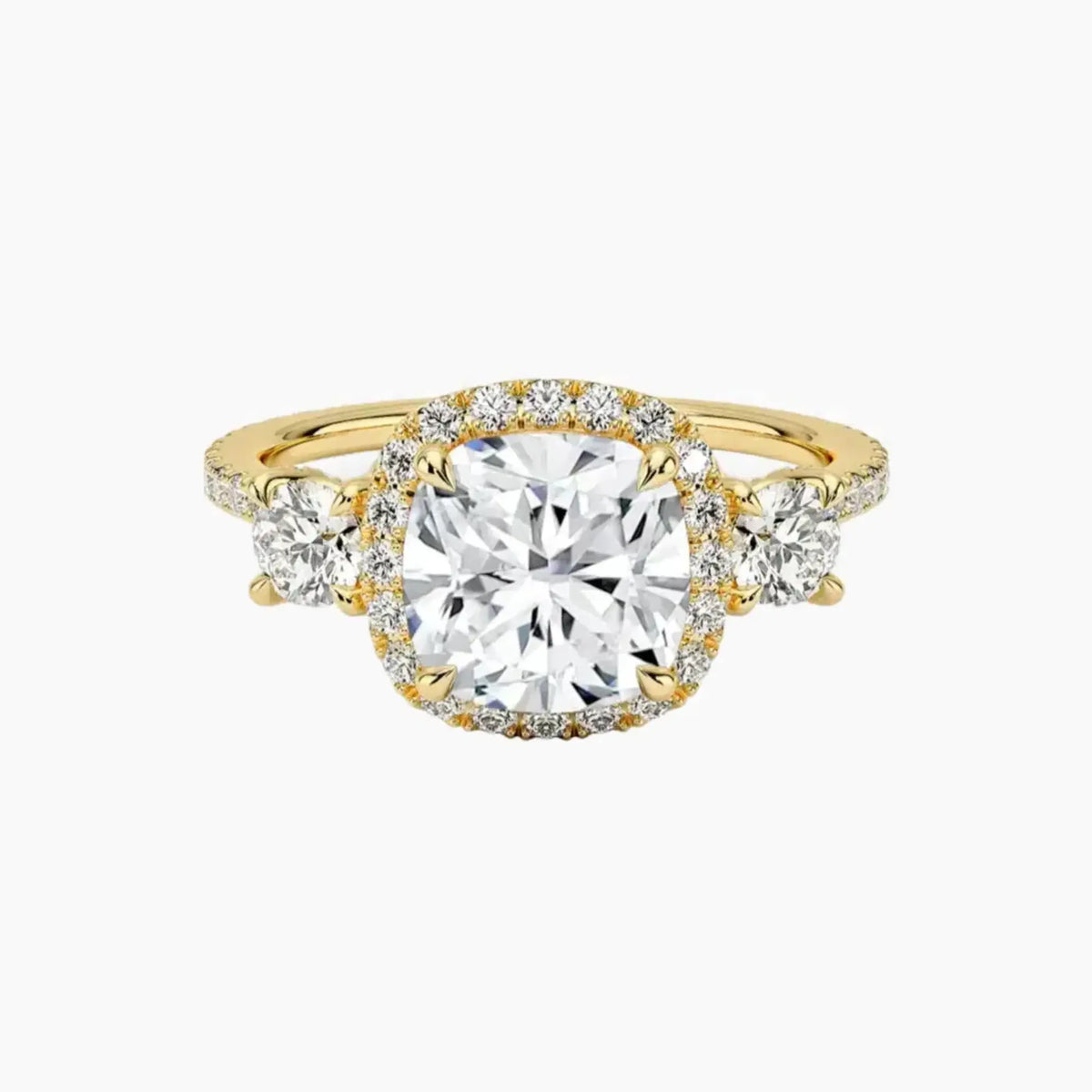 OBSER585 - Brielle Three Stone Cushion Halo engagement ring setting view 7