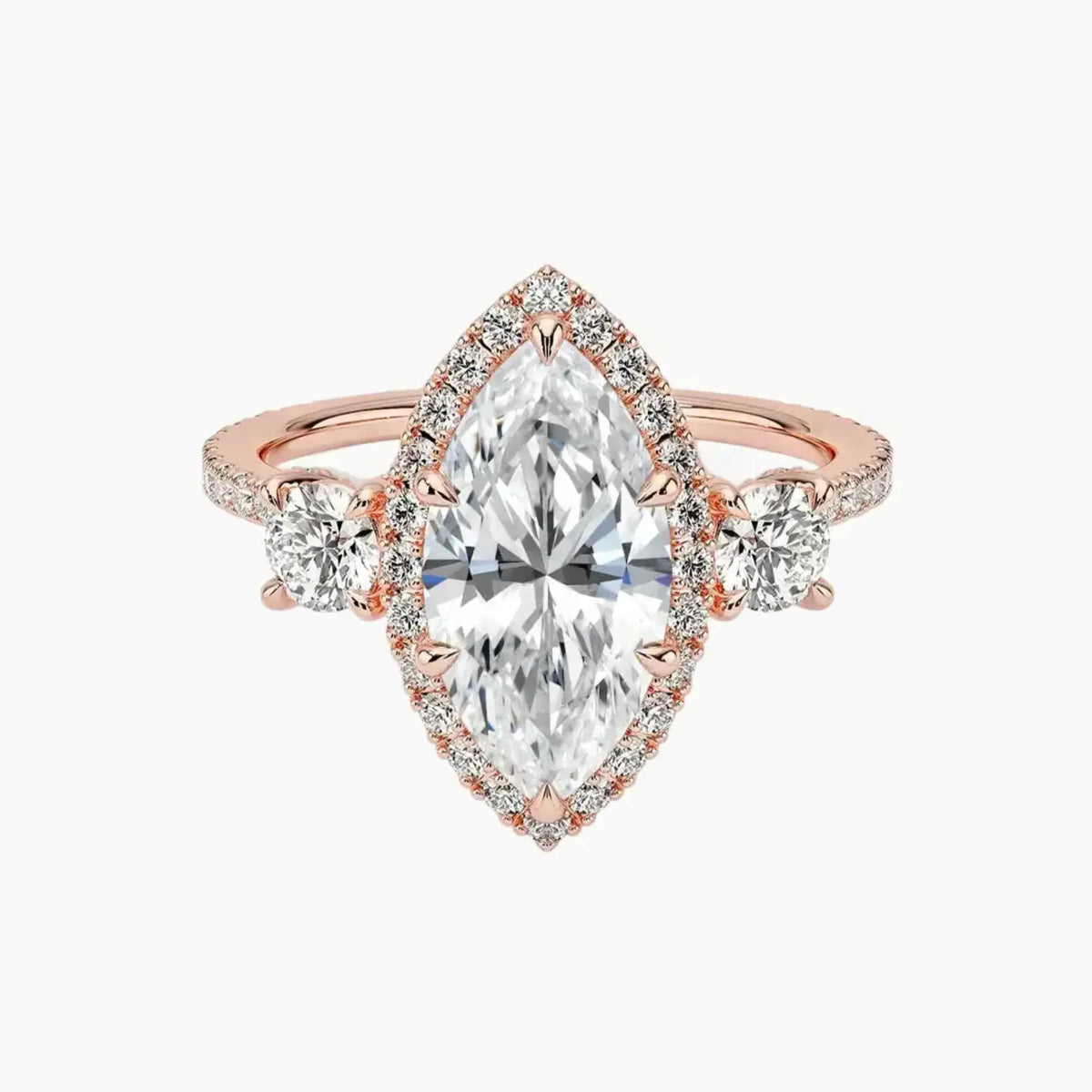 OBSER182 - Brielle Three Stone Marquise Halo engagement ring setting view 4
