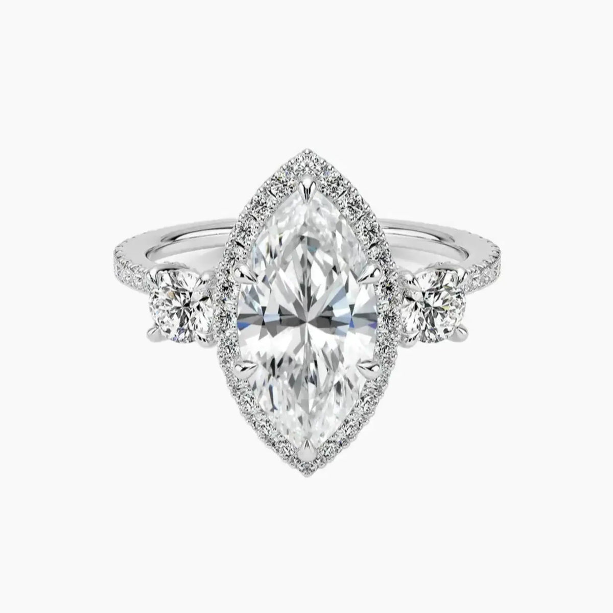 OBSER182 - Brielle Three Stone Marquise Halo engagement ring setting view 1