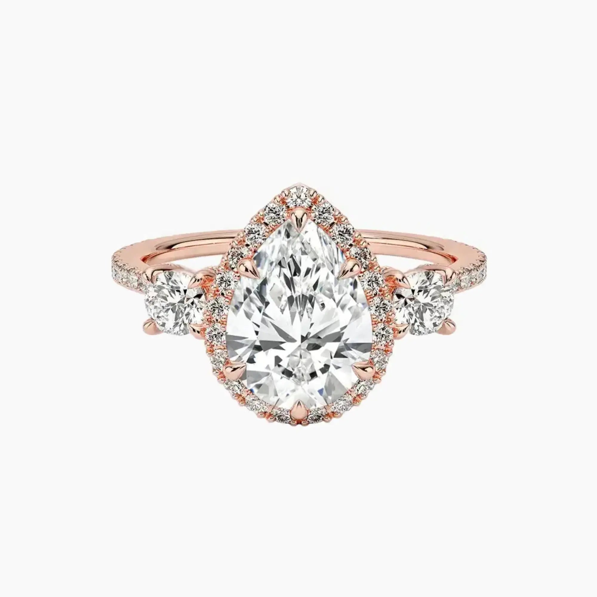 OBSER584 - Brielle Three Stone Pear Halo engagement ring setting view 4