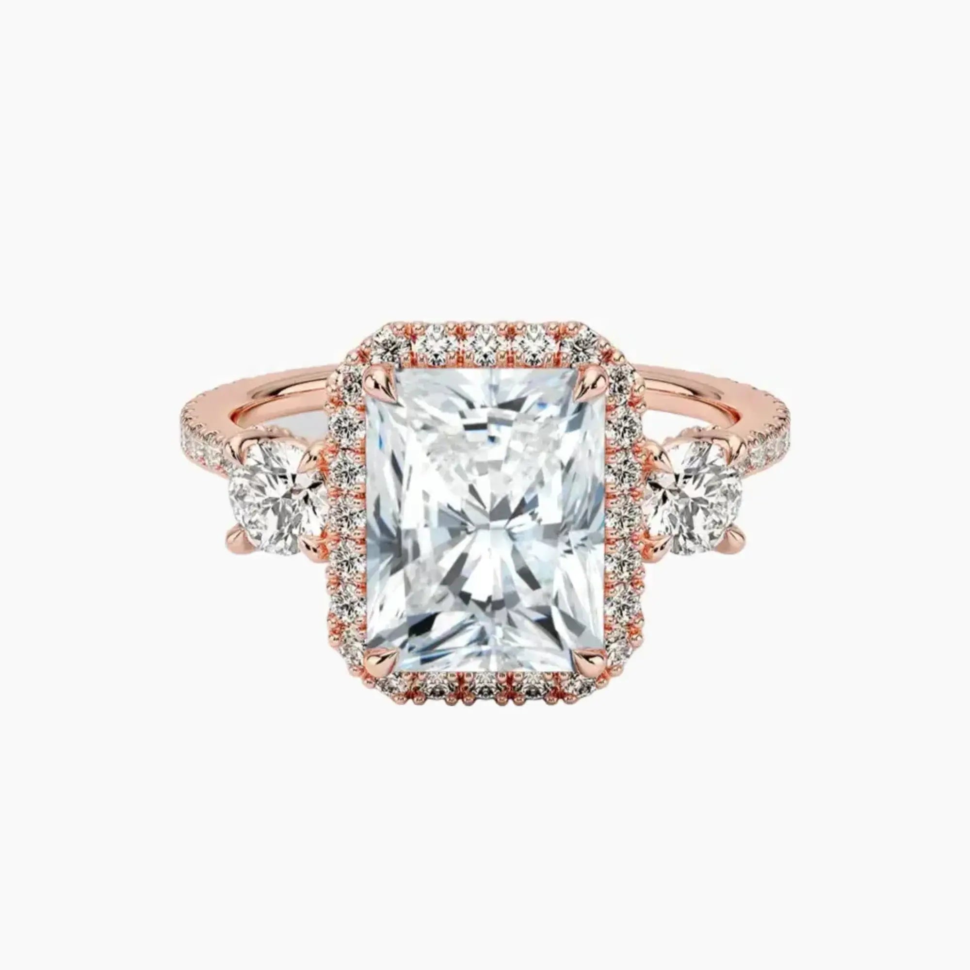 OBSER580 - Brielle Three Stone Radiant Halo engagement ring setting view 4