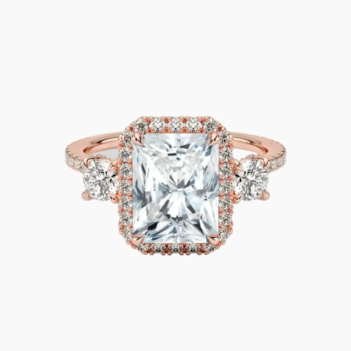 OBSER580 - Brielle Three Stone Radiant Halo engagement ring setting view 4