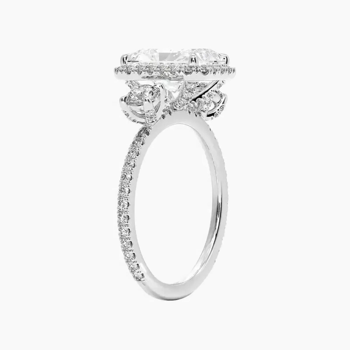OBSER580 - Brielle Three Stone Radiant Halo engagement ring setting view 2