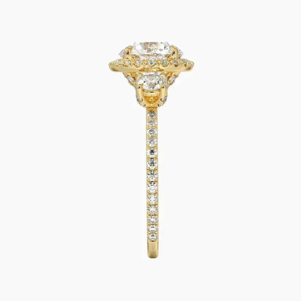 OBSER587 - Brielle Three Stone Round Halo engagement ring setting view 9