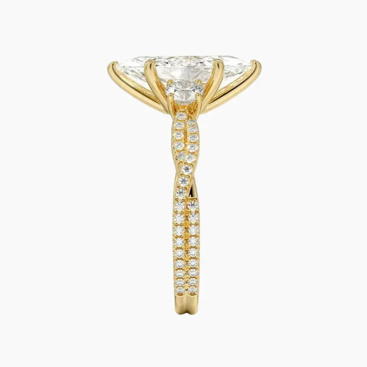 OBSER608 - Calista Adorned Three Stone Marquise Twisted engagement ring setting view 9