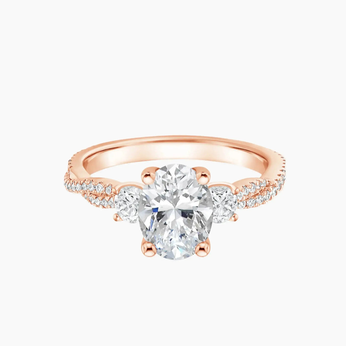 OBSER612 - Calista Adorned Three Stone Oval Twisted engagement ring setting view 3
