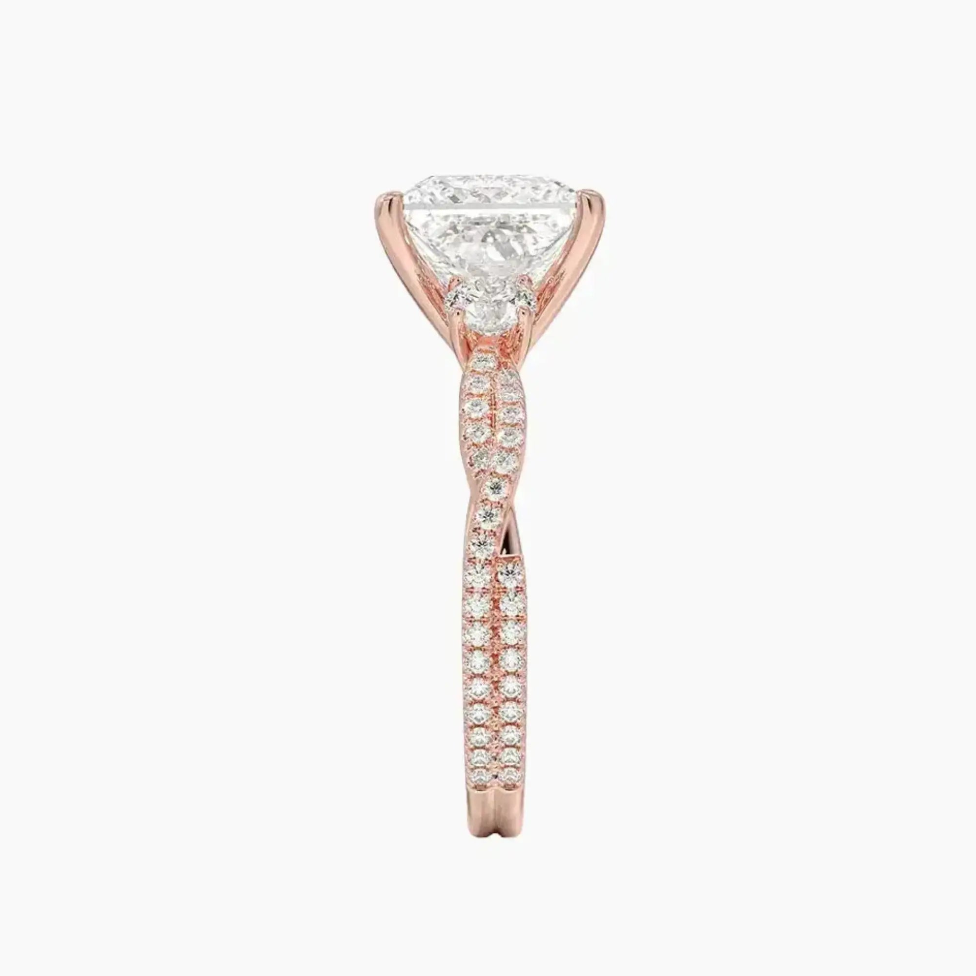 OBSER610 - Calista Adorned Three Stone Princess Twisted engagement ring setting view 6