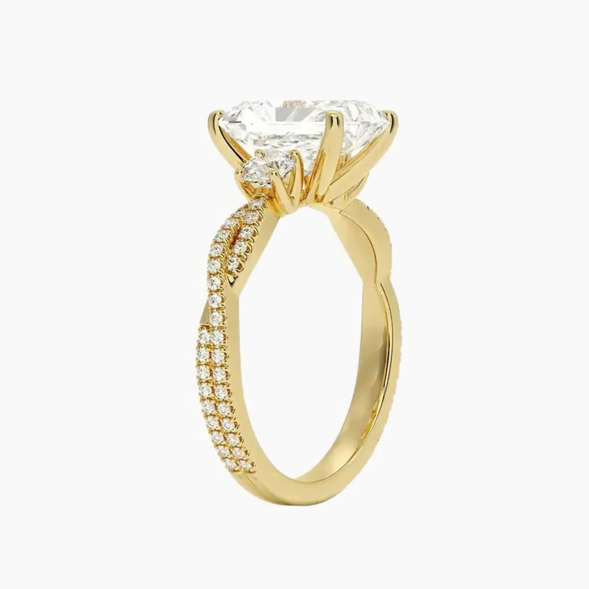 OBSER606 - Calista Adorned Three Stone Radiant Twisted engagement ring setting view 8