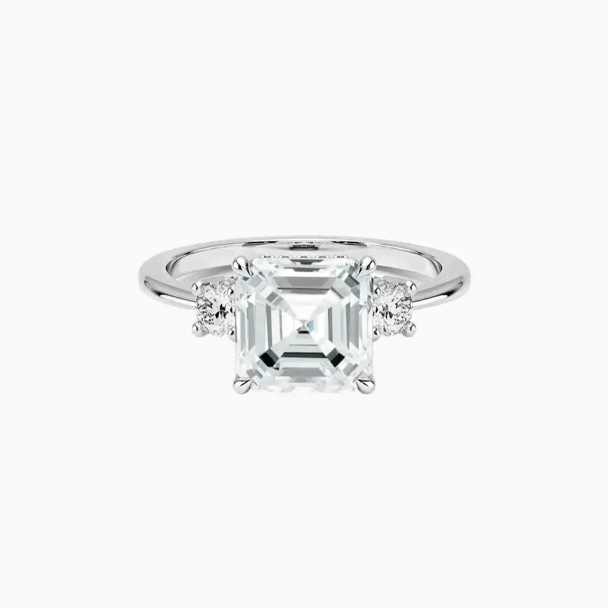 OBSER589 - Seraphina Hidden Halo Three Stone Asscher engagement ring setting view 1