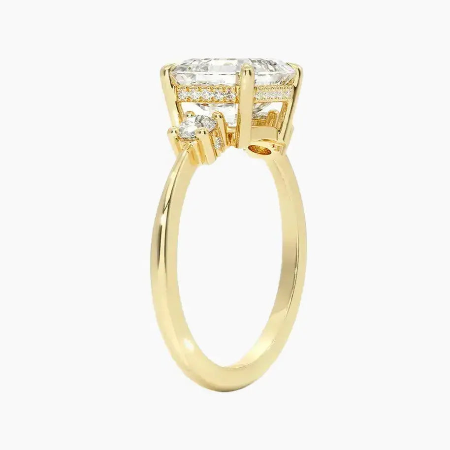 OBSER589 - Seraphina Hidden Halo Three Stone Asscher engagement ring setting view 6