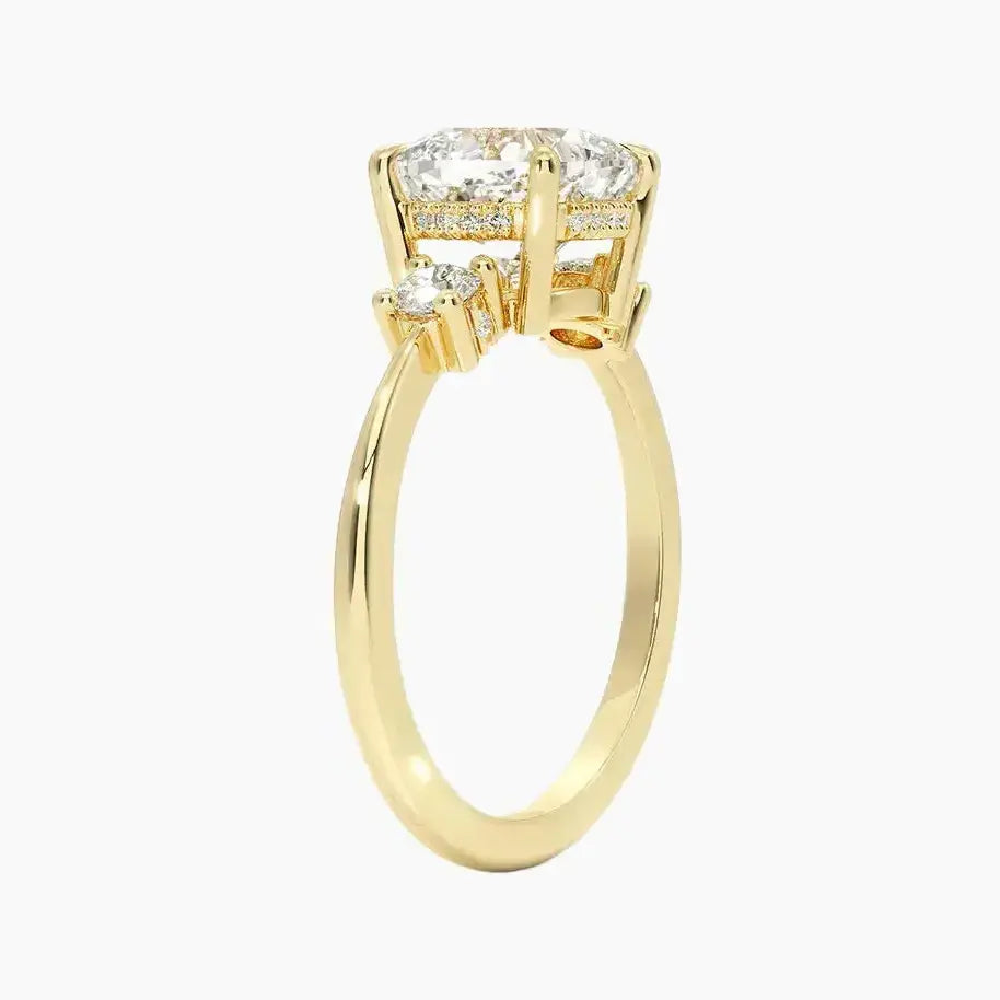 OBSER593 - Seraphina Hidden Halo Three Stone Cushion engagement ring setting view 6