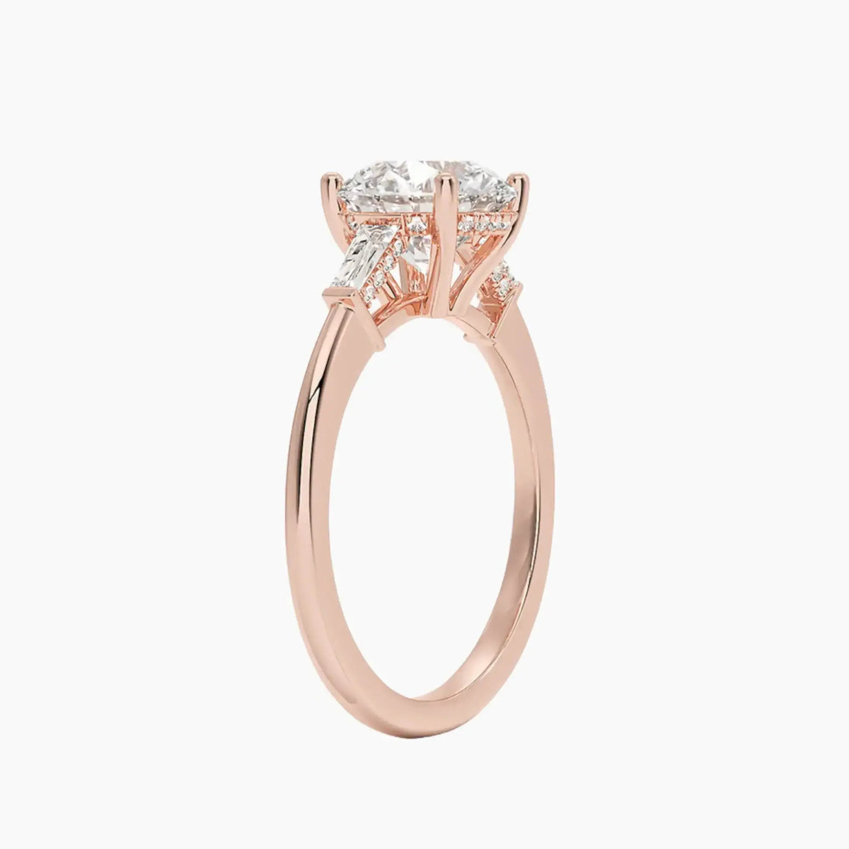 OBSER666 - Nyx Hidden Halo Three Stone Round engagement ring setting view 5