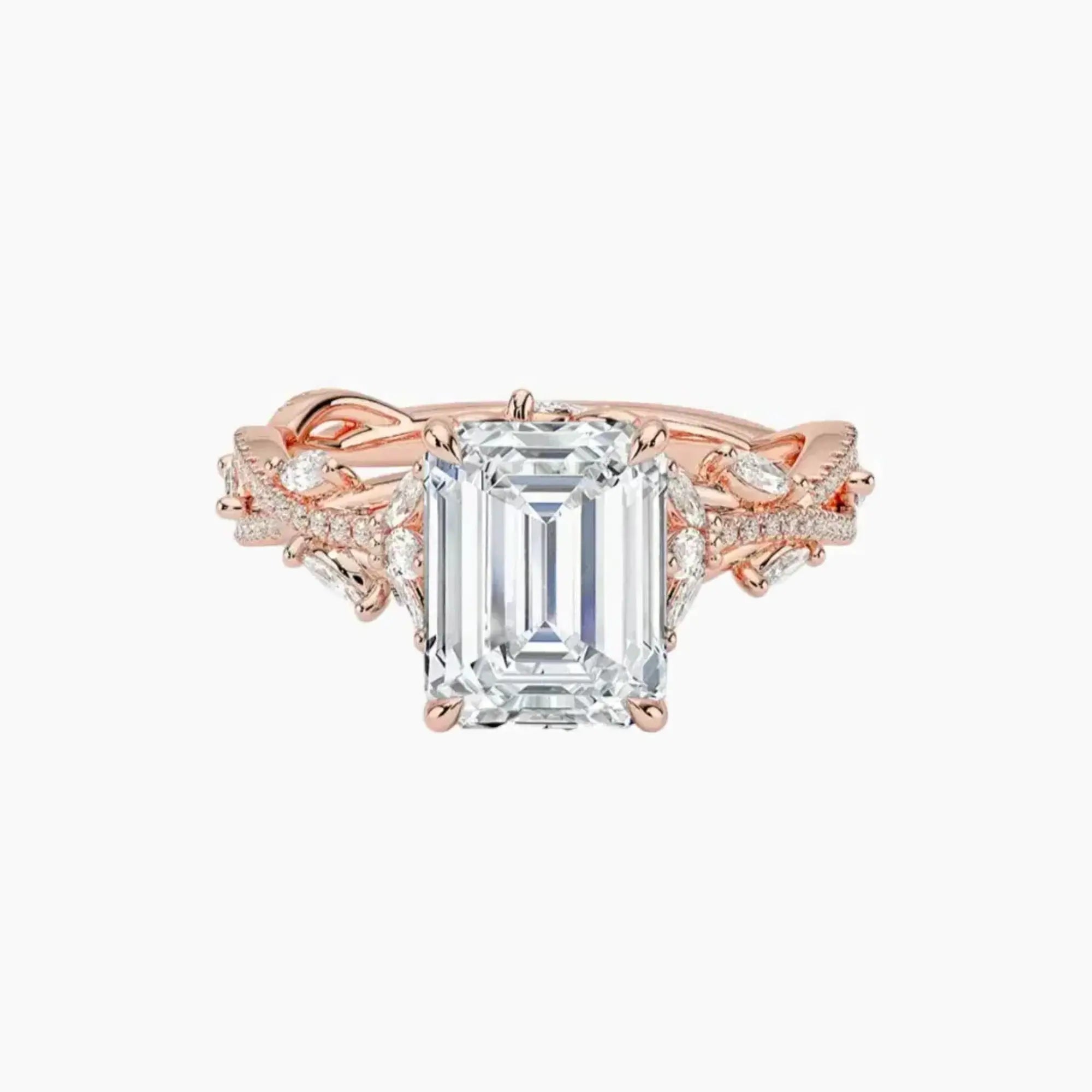 OBSER261 - Melia Adorned Emerald engagement ring setting view 4