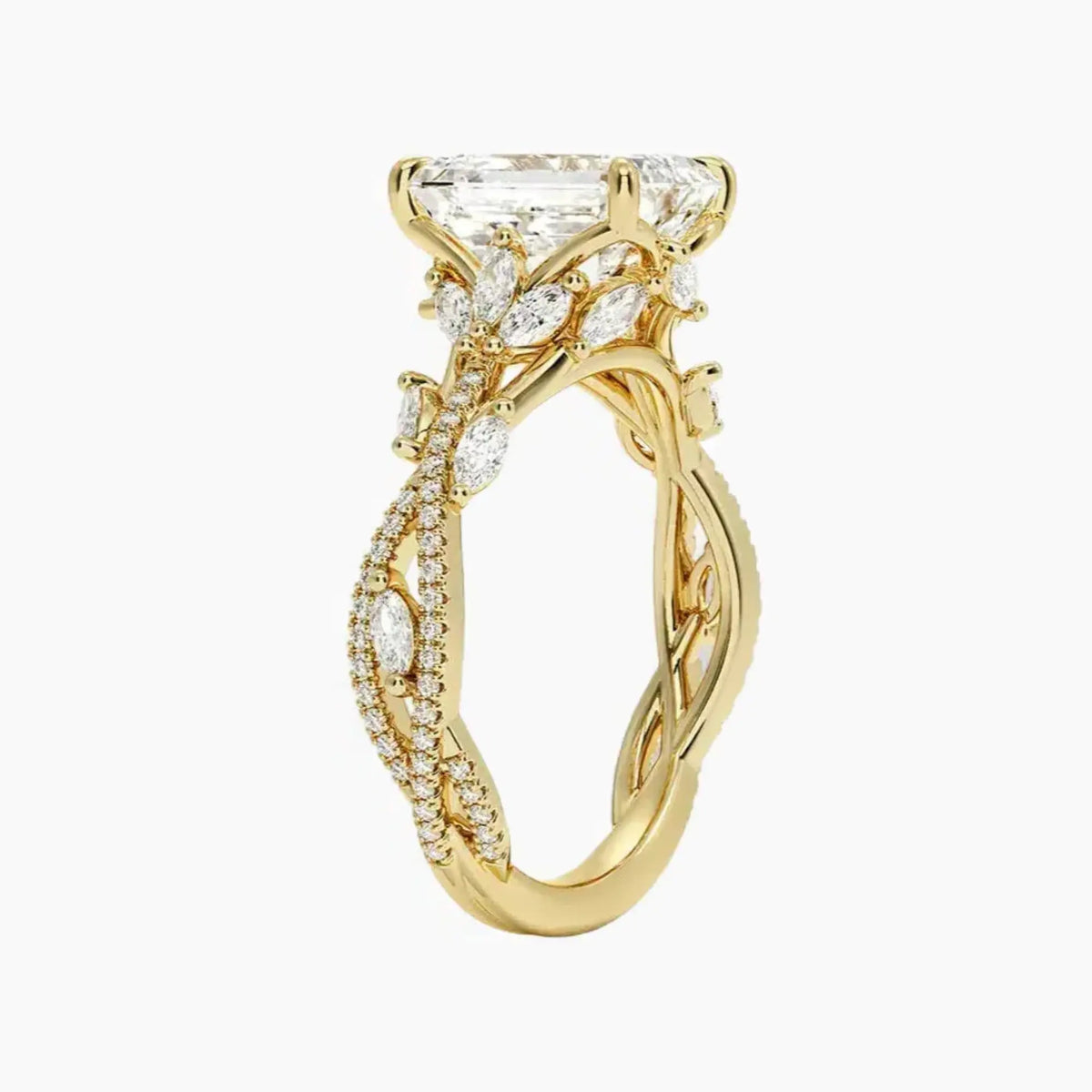 OBSER261 - Melia Adorned Emerald engagement ring setting view 8