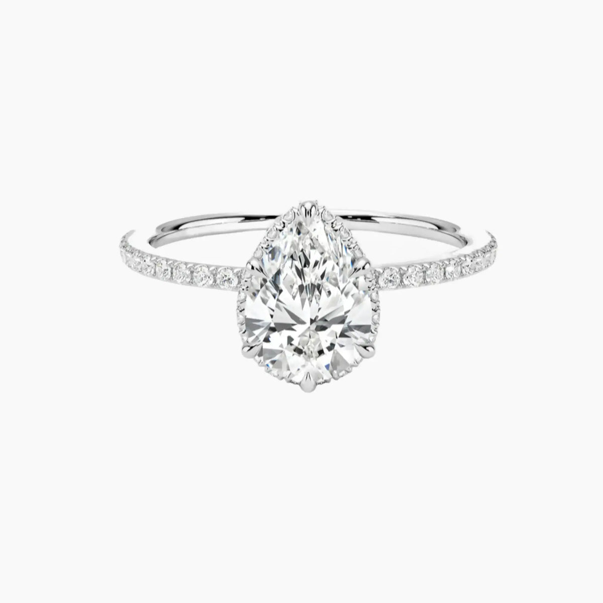 OBSER071 - Mirabel Pave Halo Pear engagement ring setting view 1