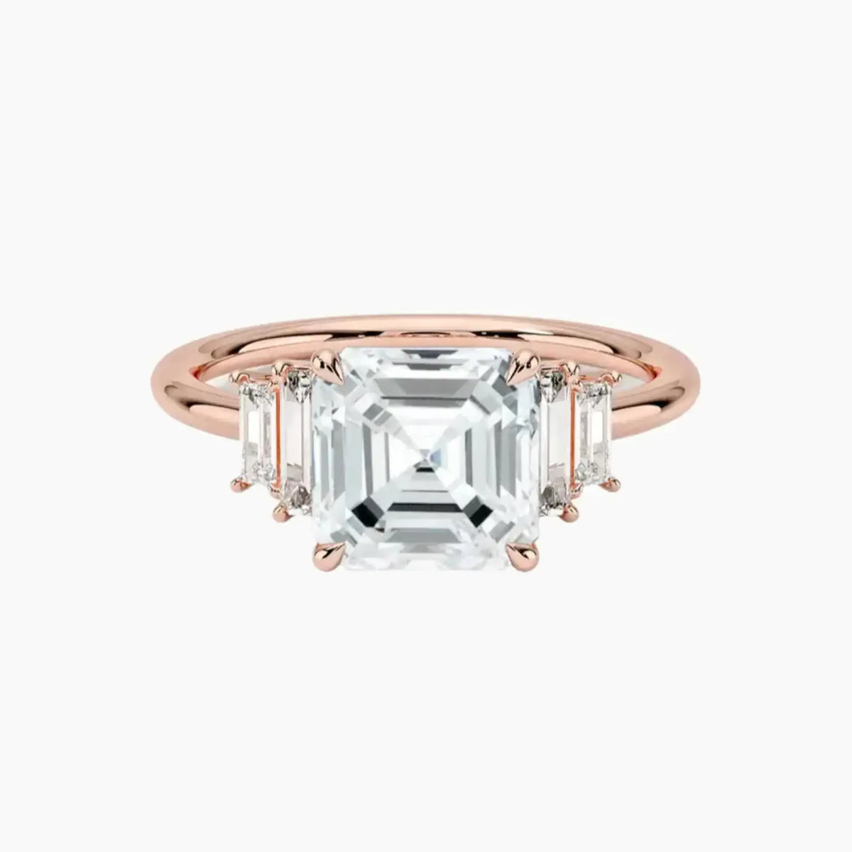 OBSER319 - Nerine Five Stone Asscher engagement ring setting view 4