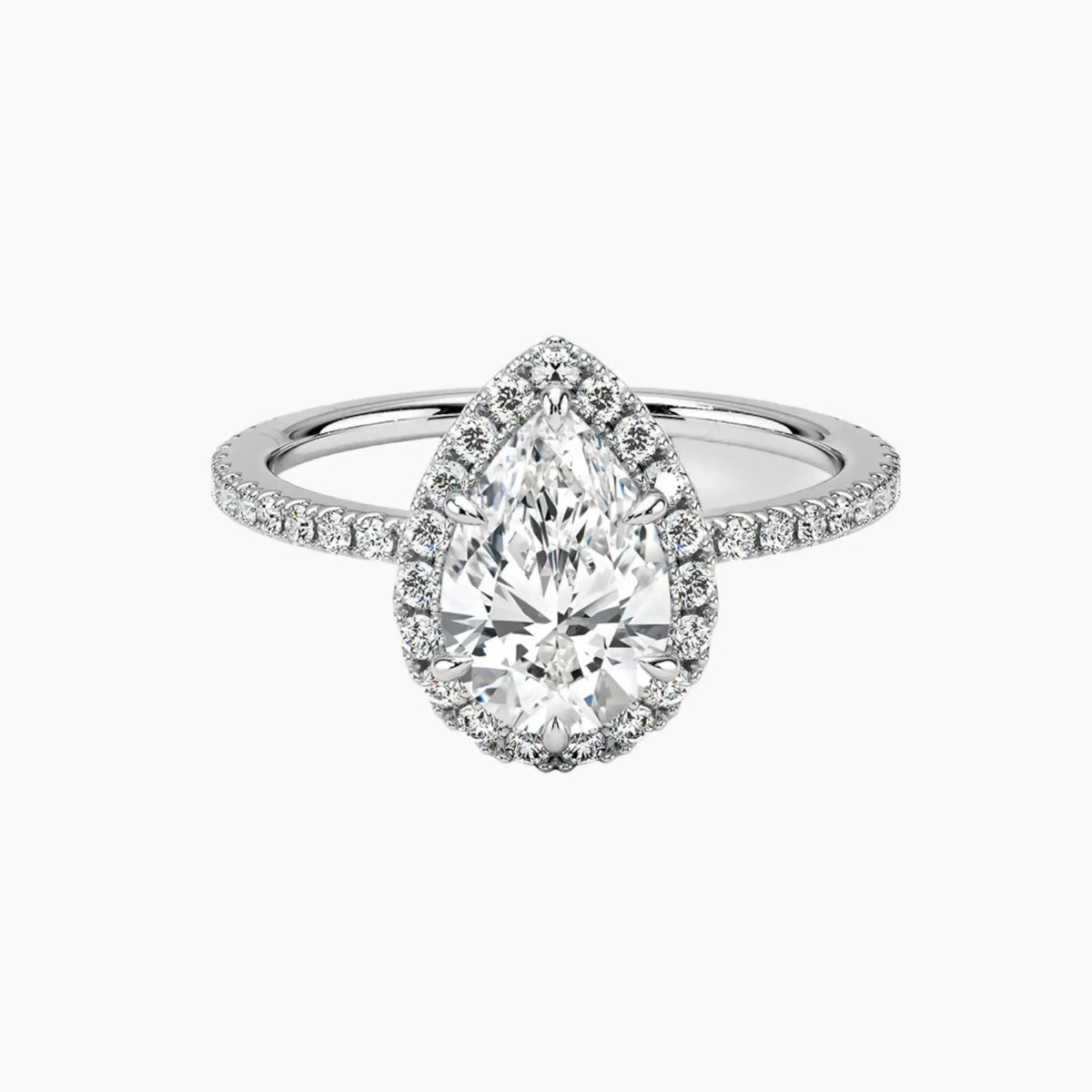 OBSER176 - Cassiopeia Pave Halo Pear engagement ring setting view 1