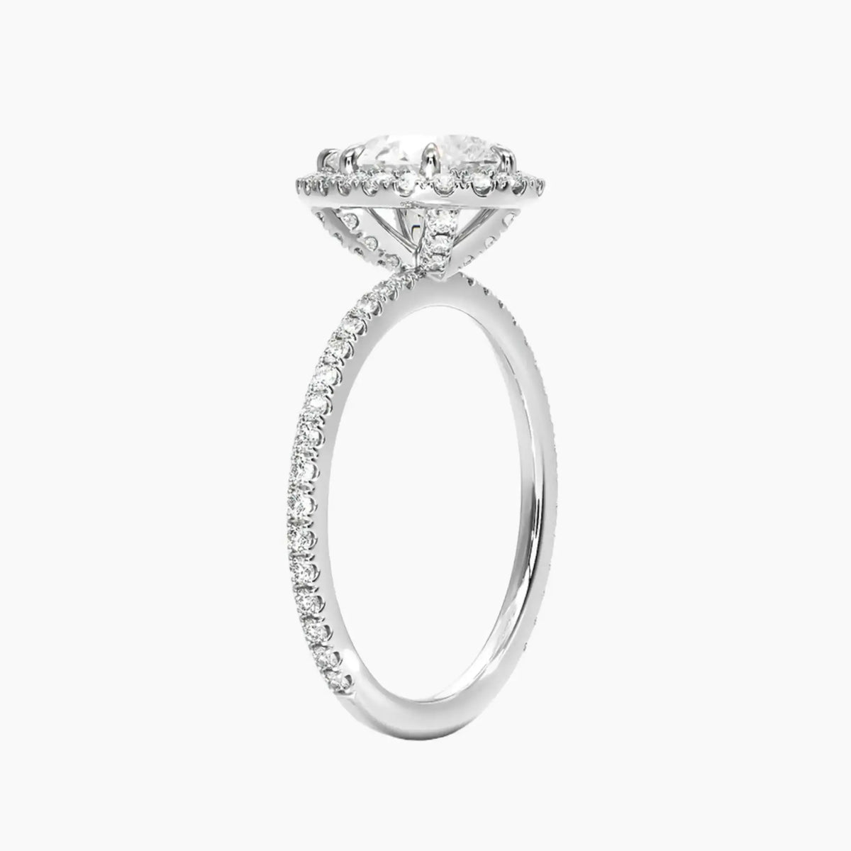 OBSER176 - Cassiopeia Pave Halo Pear engagement ring setting view 2