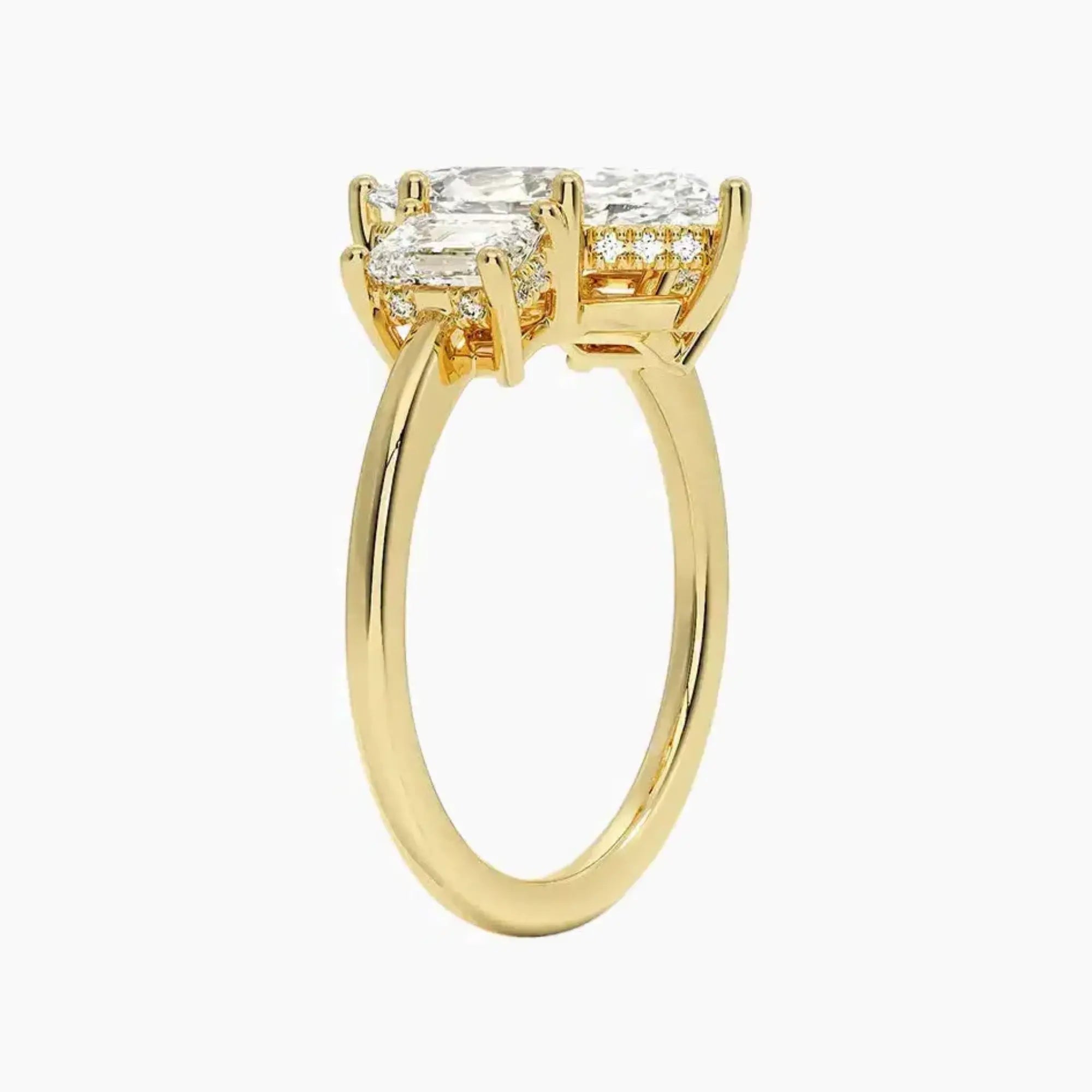 OBSER648 - Aurelia Hidden Halo Three Stone Marquise engagement ring setting view 8