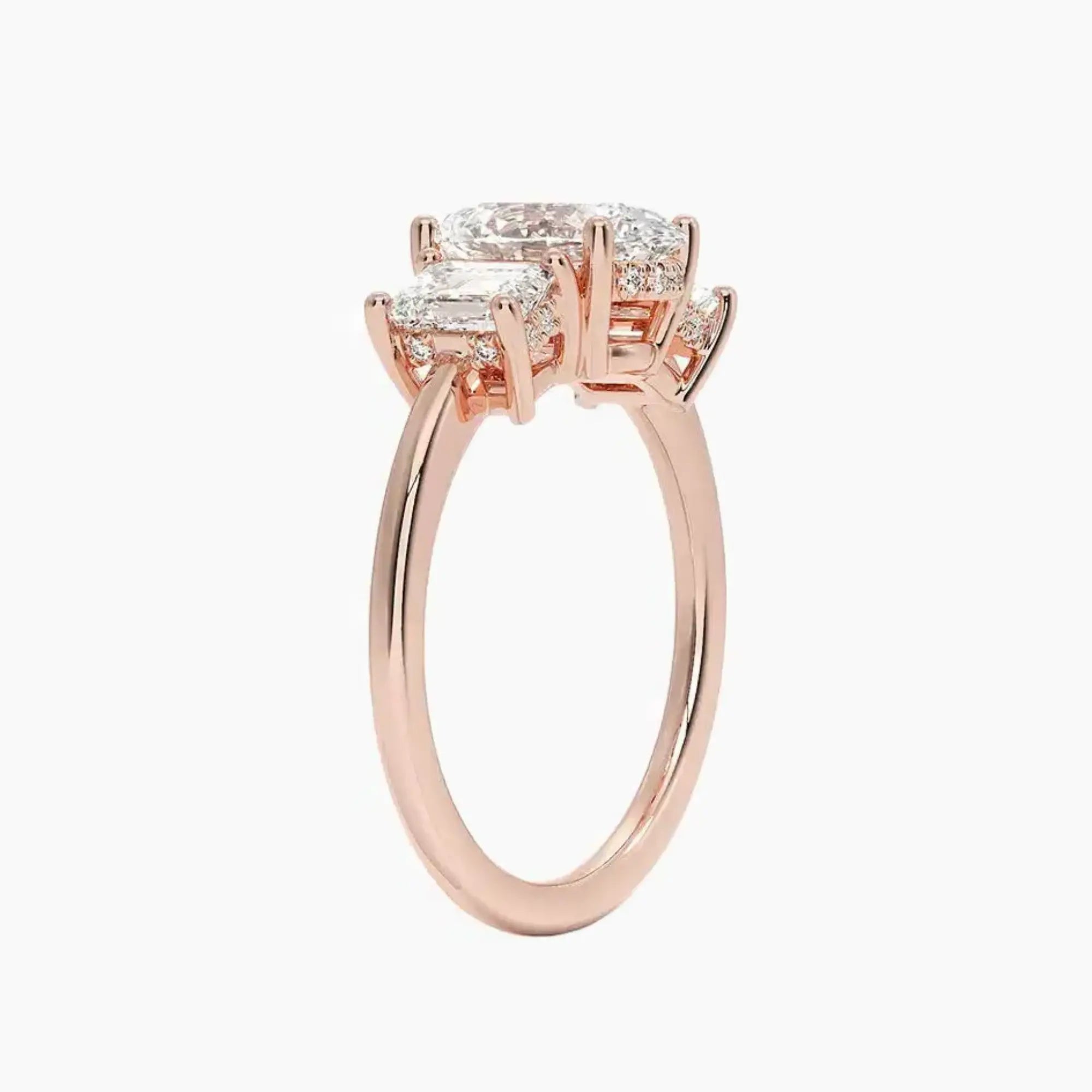OBSER651 - Aurelia Hidden Halo Three Stone Oval engagement ring setting view 5
