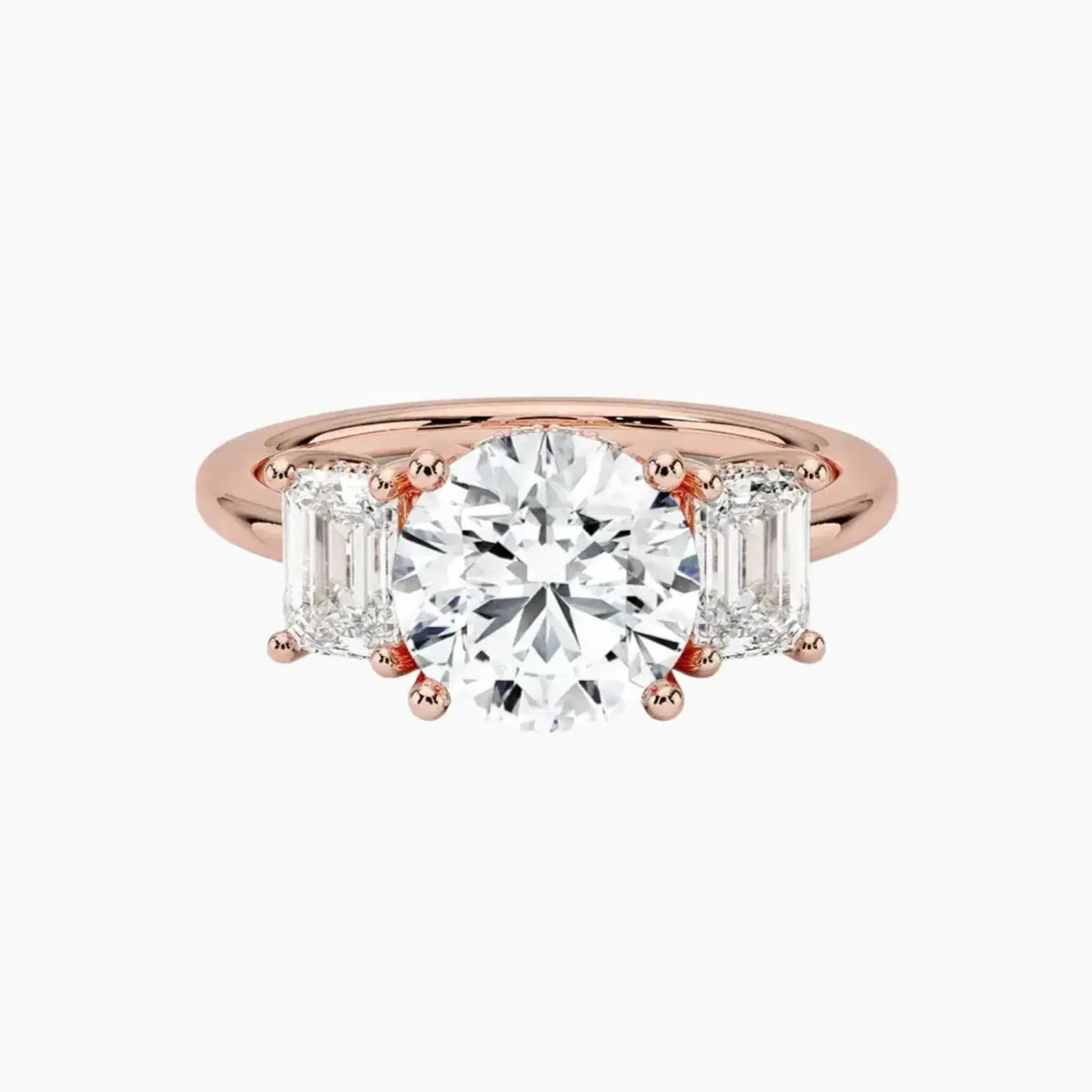 OBSER652 - Aurelia Hidden Halo Three Stone Round engagement ring setting view 4