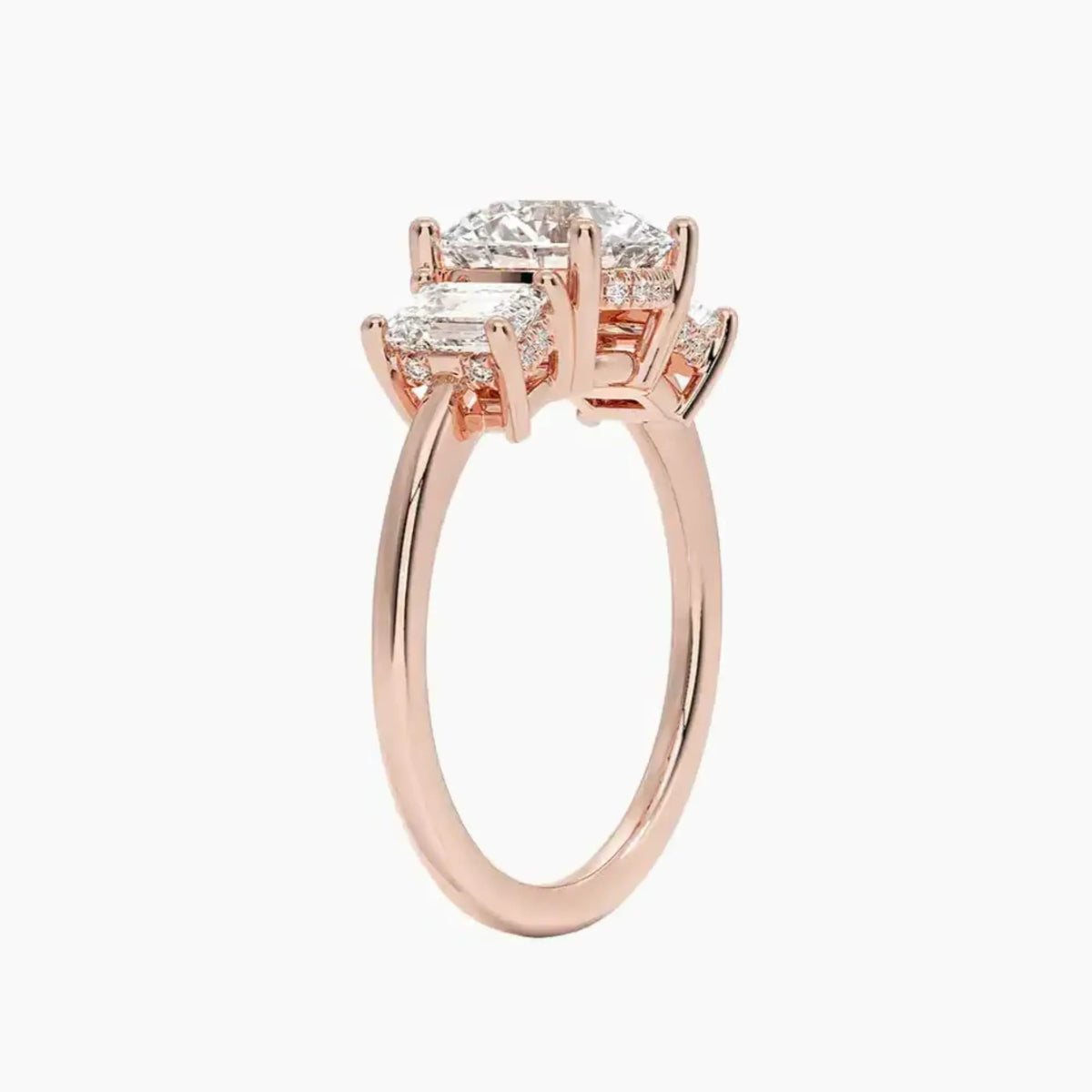 OBSER652 - Aurelia Hidden Halo Three Stone Round engagement ring setting view 5