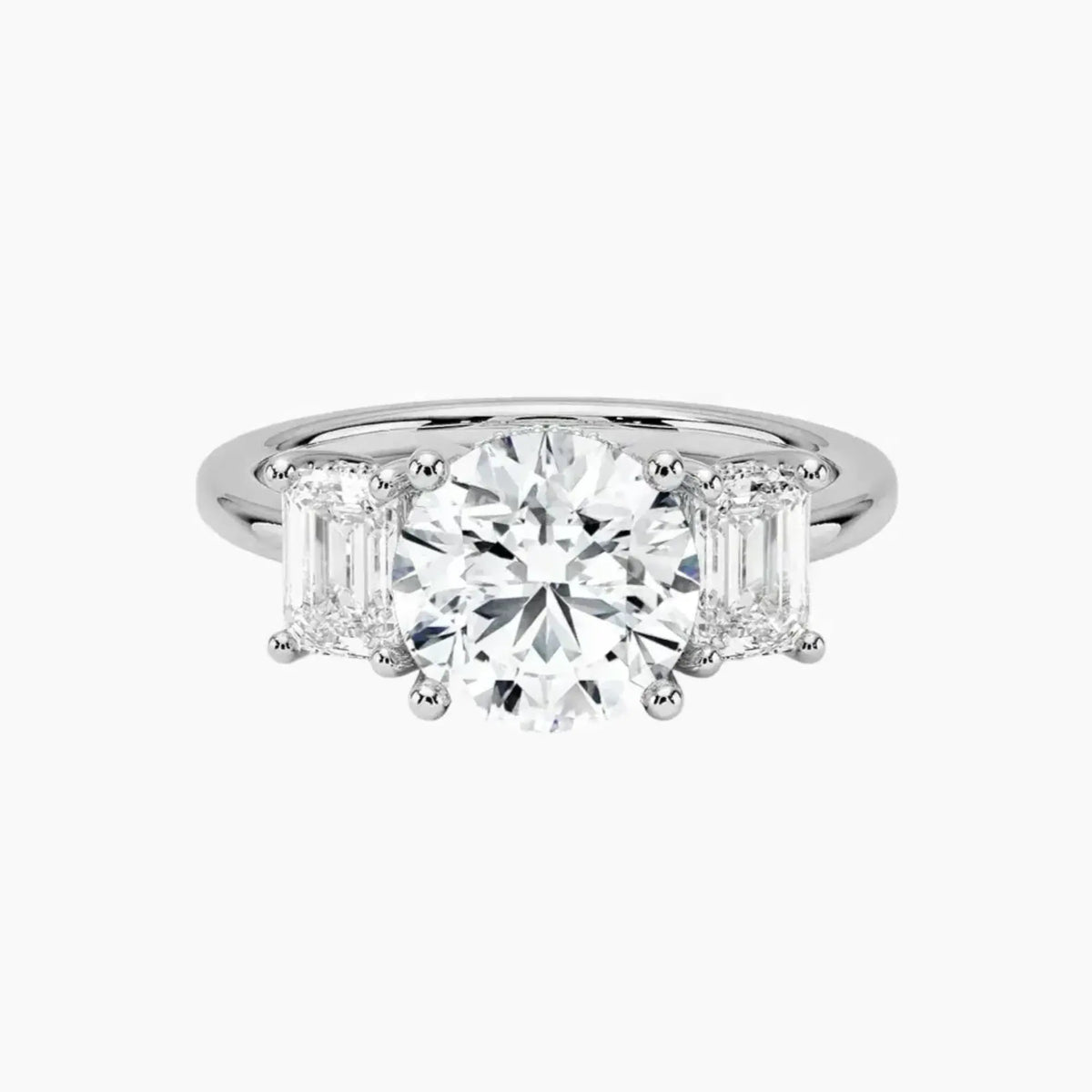 OBSER652 - Aurelia Hidden Halo Three Stone Round engagement ring setting view 1