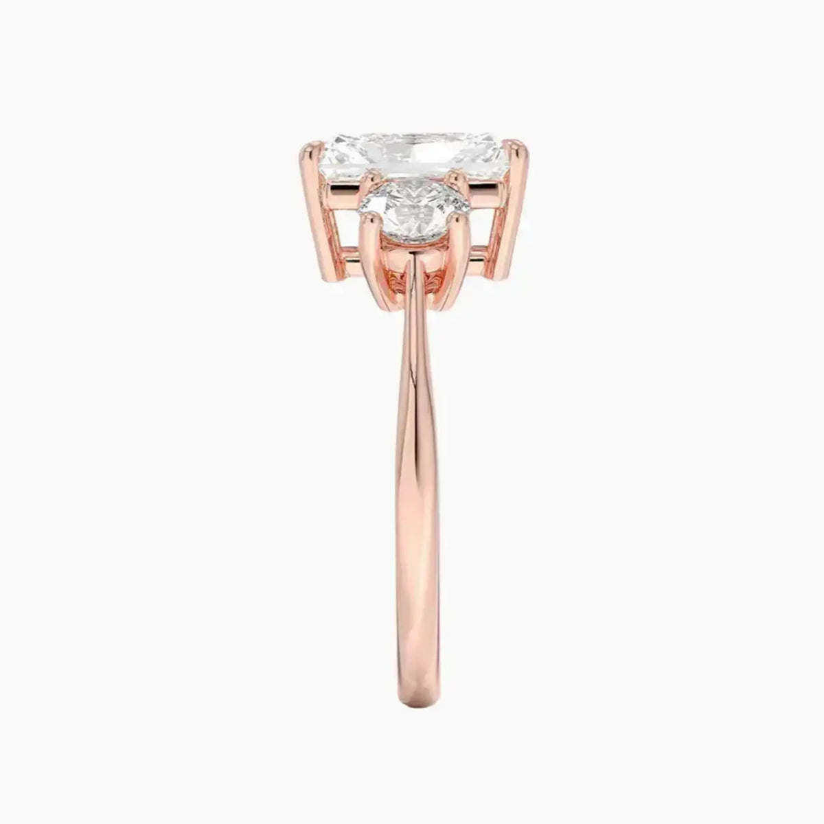 OBSER596 - Seraphina Three Stone Radiant engagement ring setting view 6