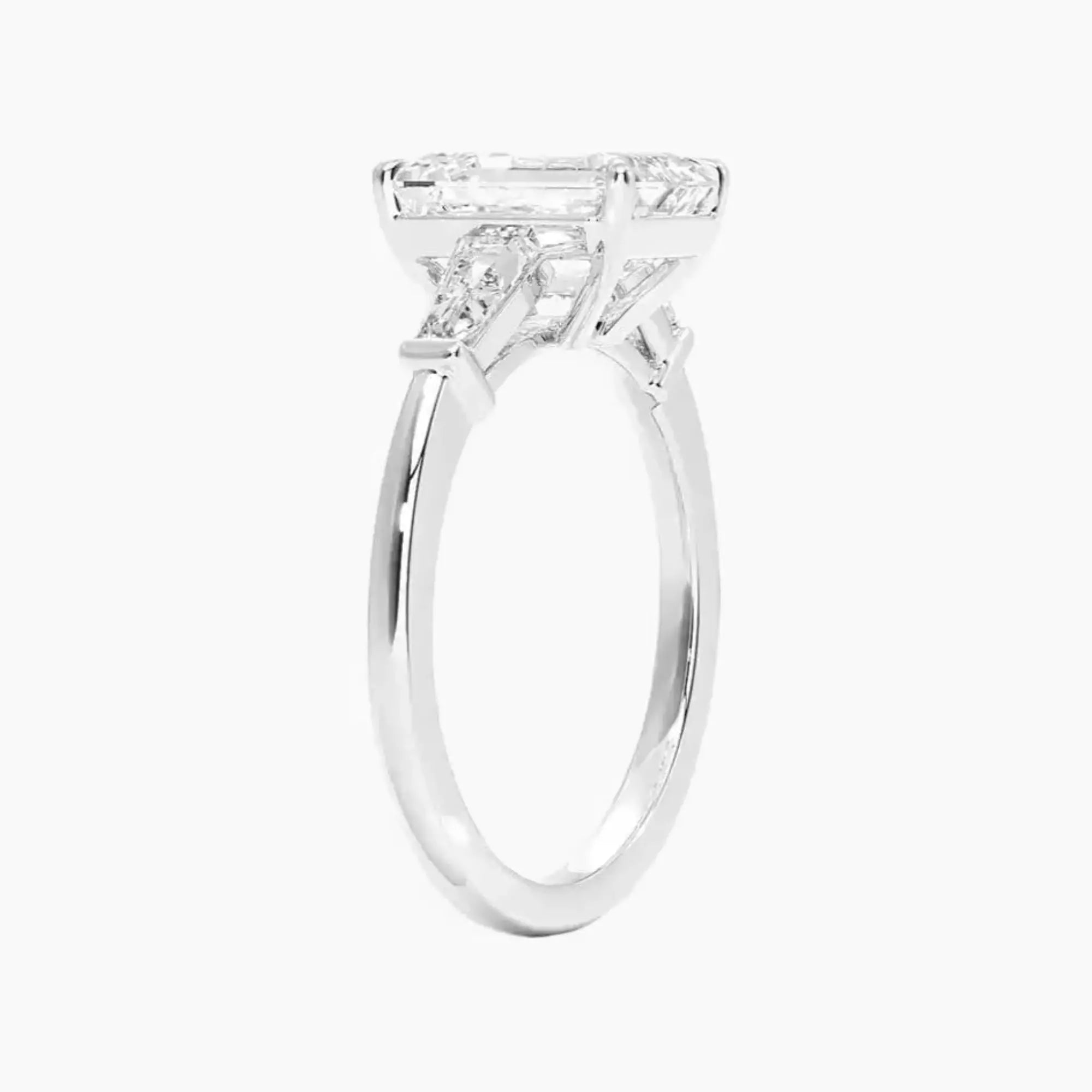 OBSER669 - Nyx Three Stone Emerald engagement ring setting view 2