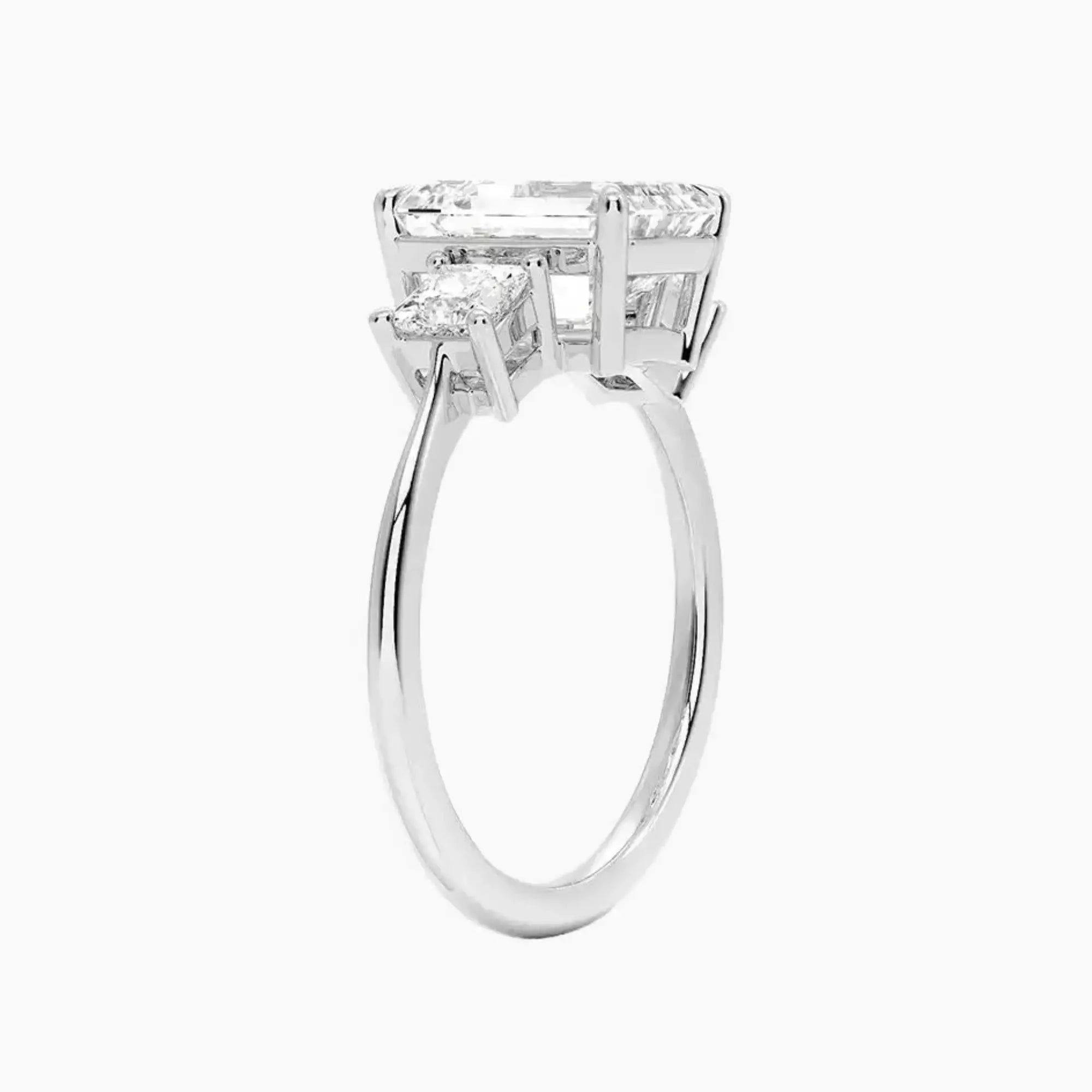 OBSER536 - Vespera Three Stone Emerald engagement ring setting view 2
