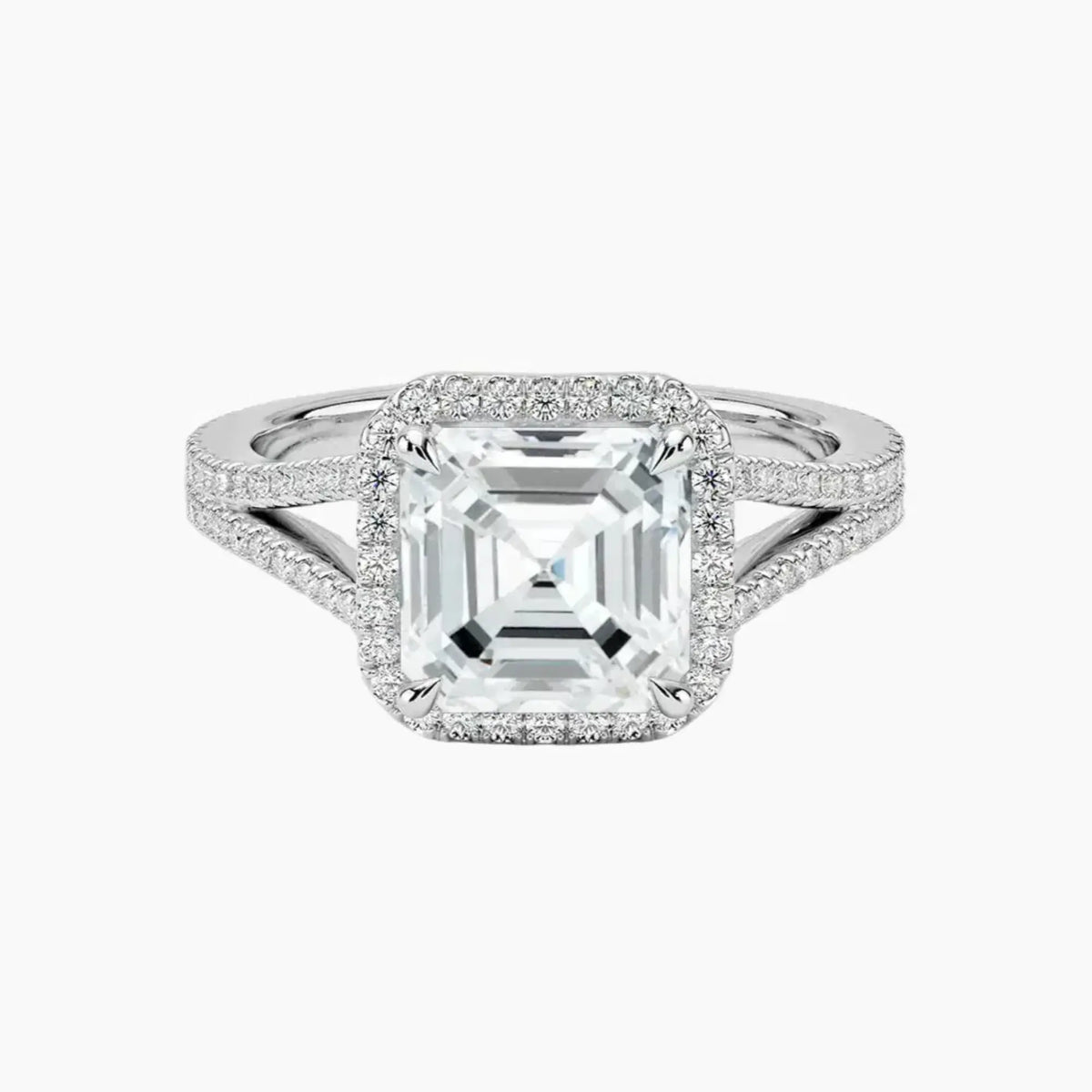 OBSER467 - Zephyrine Halo Asscher engagement ring setting view 1