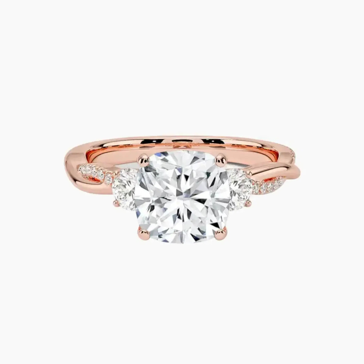 OBSER620 - Calista Three Stone Cushion Twisted engagement ring setting view 4