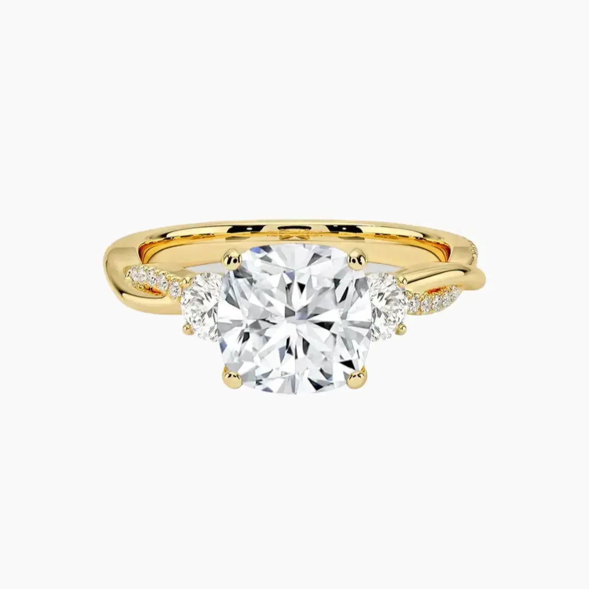 OBSER620 - Calista Three Stone Cushion Twisted engagement ring setting view 7