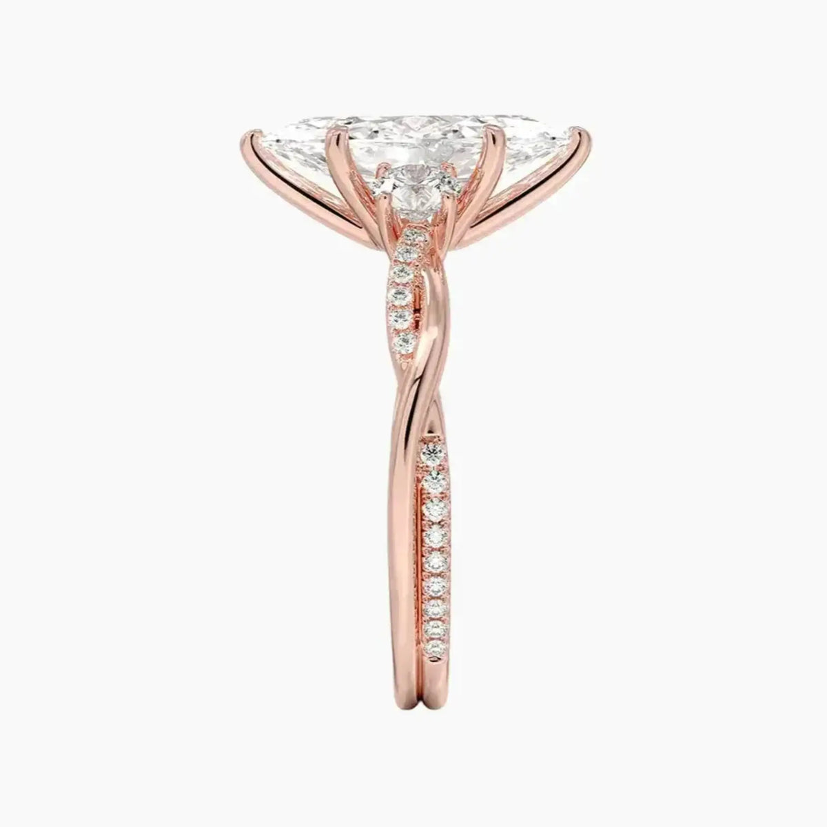 OBSER105 - Calista Three Stone Marquise Twisted engagement ring setting view 6