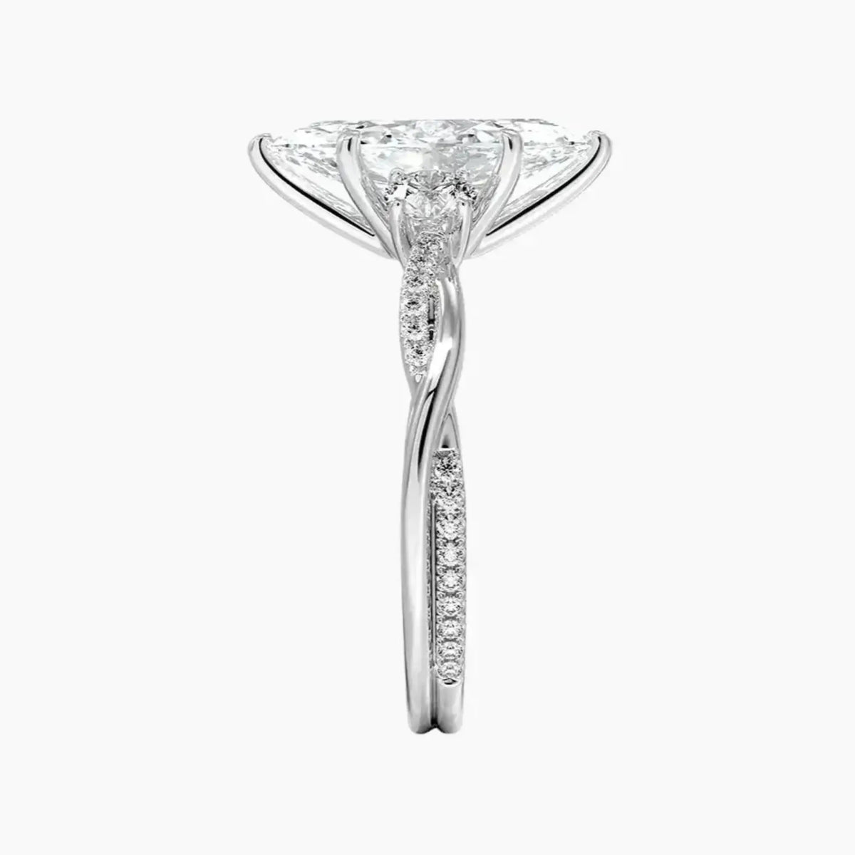 OBSER105 - Calista Three Stone Marquise Twisted engagement ring setting view 3