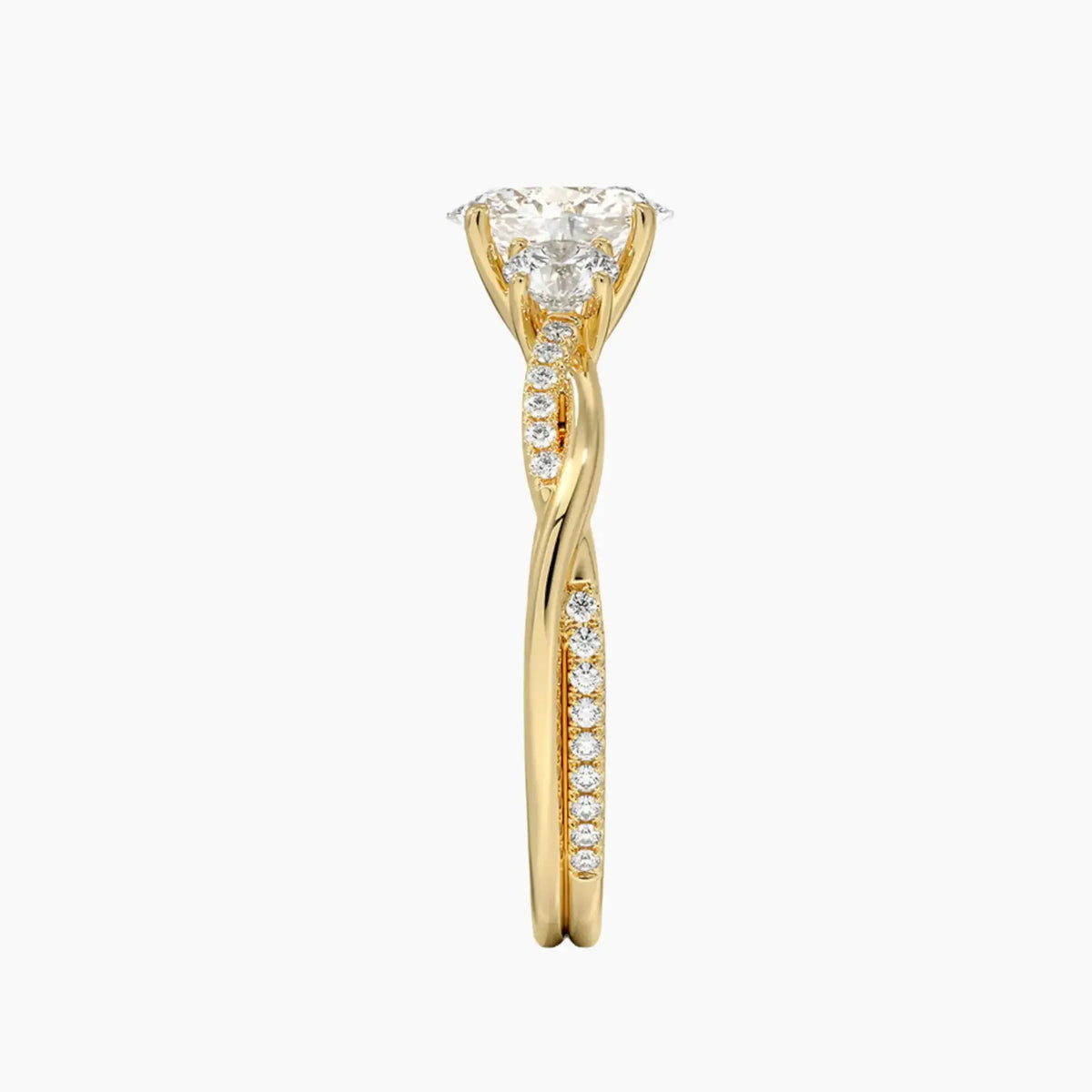 OBSER037 - Calista Three Stone Oval Twisted engagement ring setting view 9