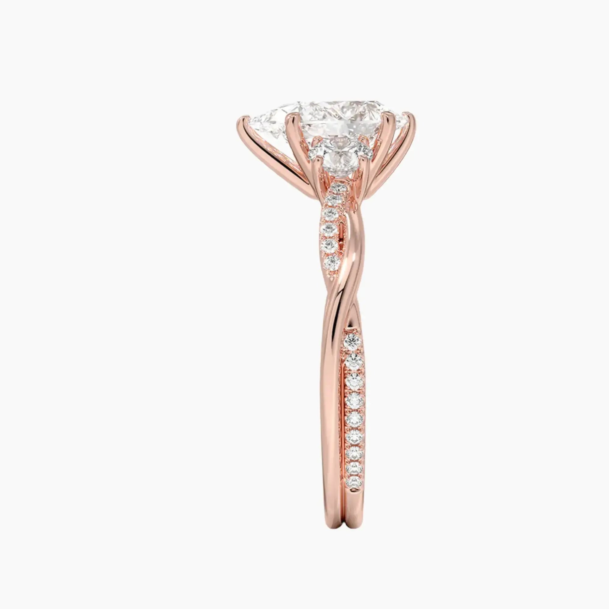 OBSER619 - Calista Three Stone Pear Twisted engagement ring setting view 6