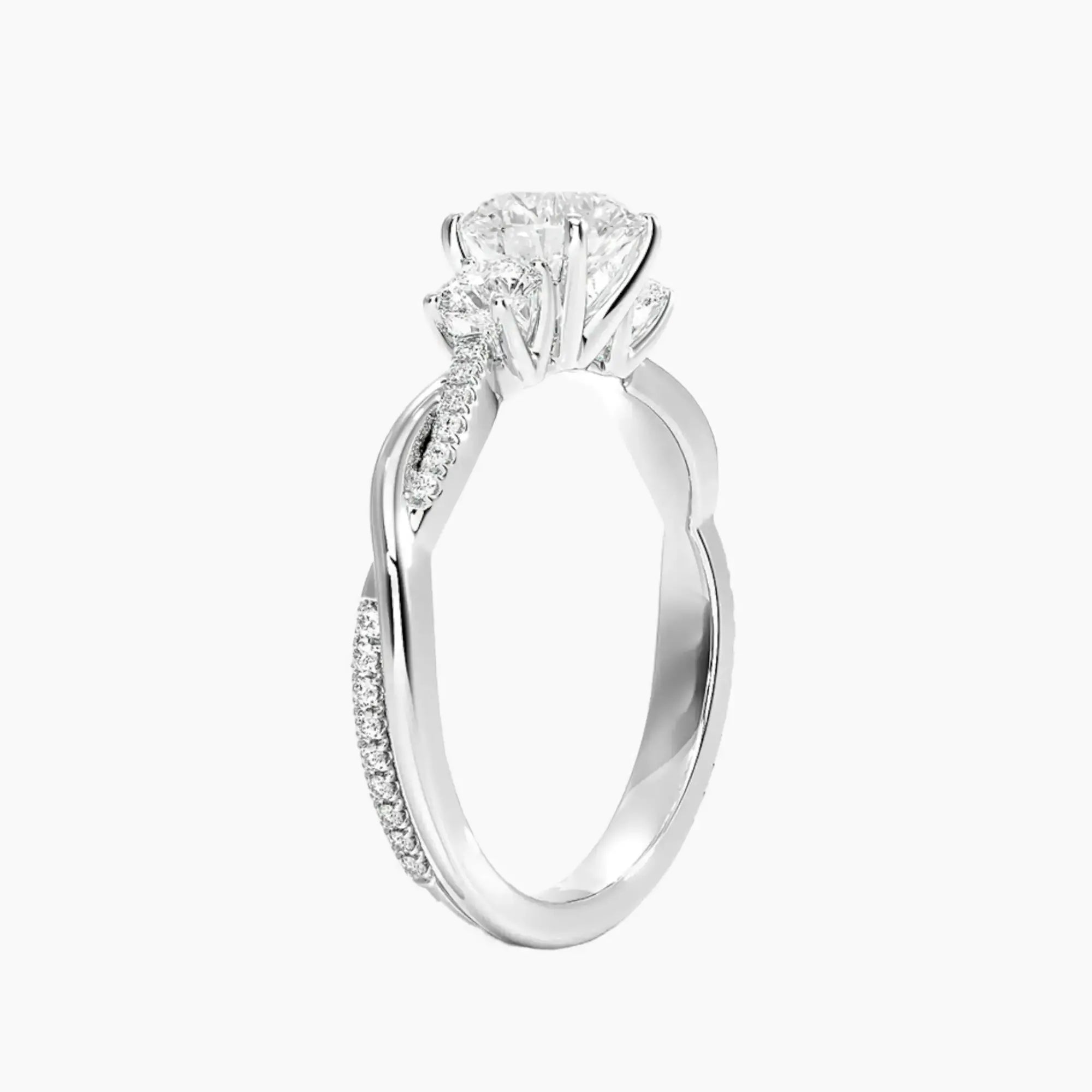 OBSER621 - Calista Three Stone Round Twisted engagement ring setting view 2
