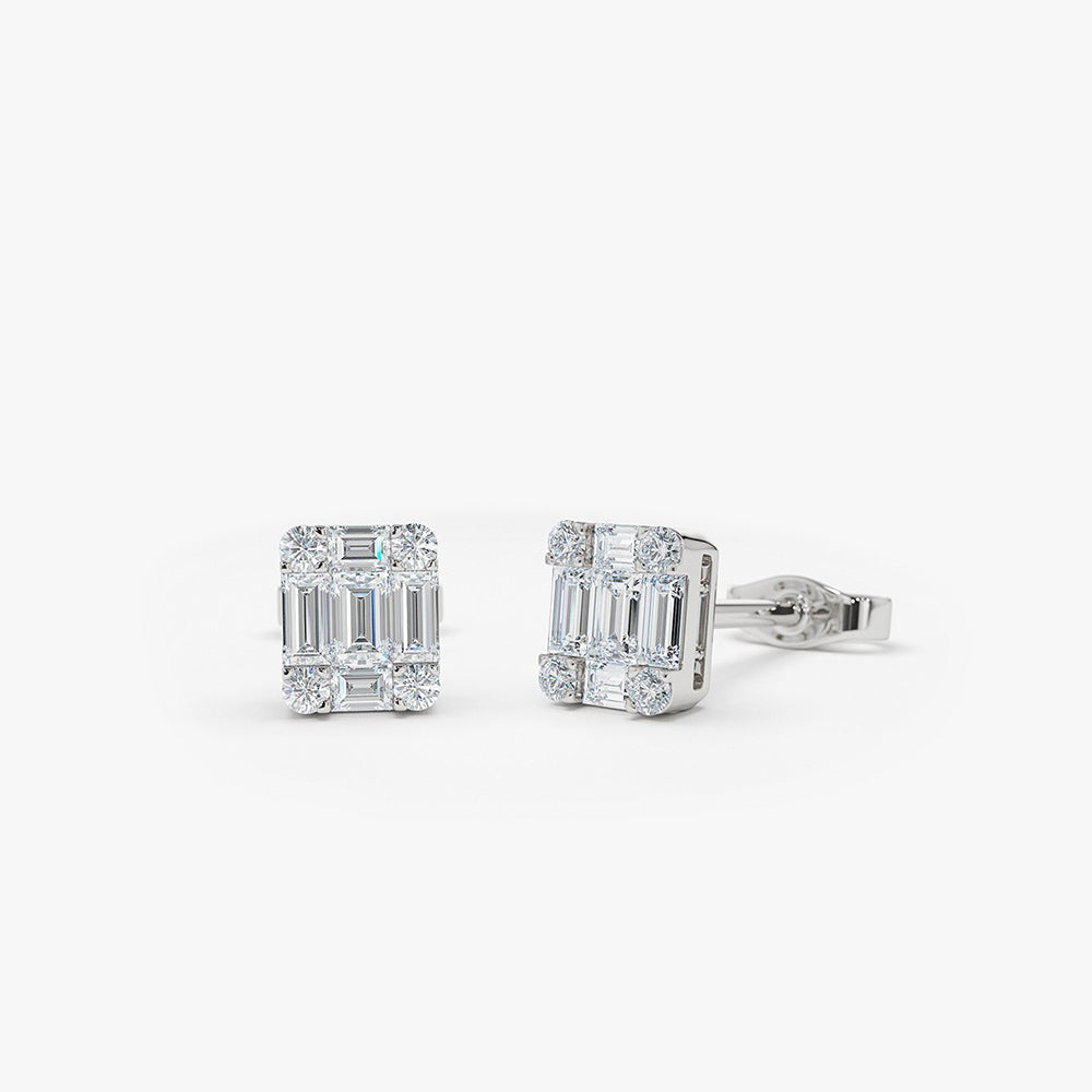 OBFJ1981 - 14k Mini Illusion Setting Baguette Studs 5