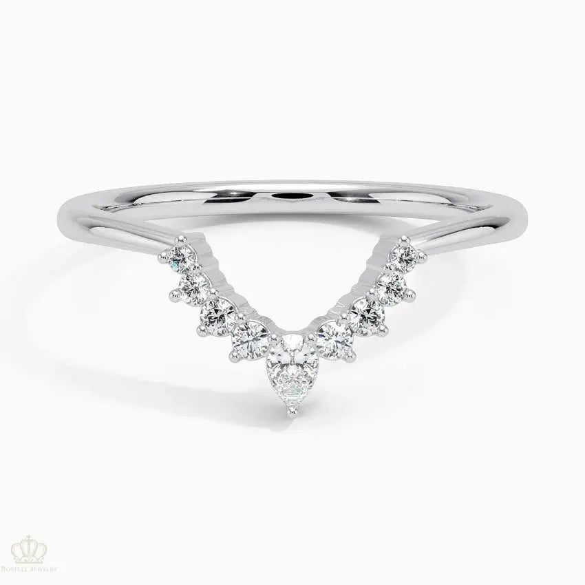 Elongated Lunette Diamond (1/8 ct. tw.) Wedding Band Ring - LR38 - Roselle Jewelry