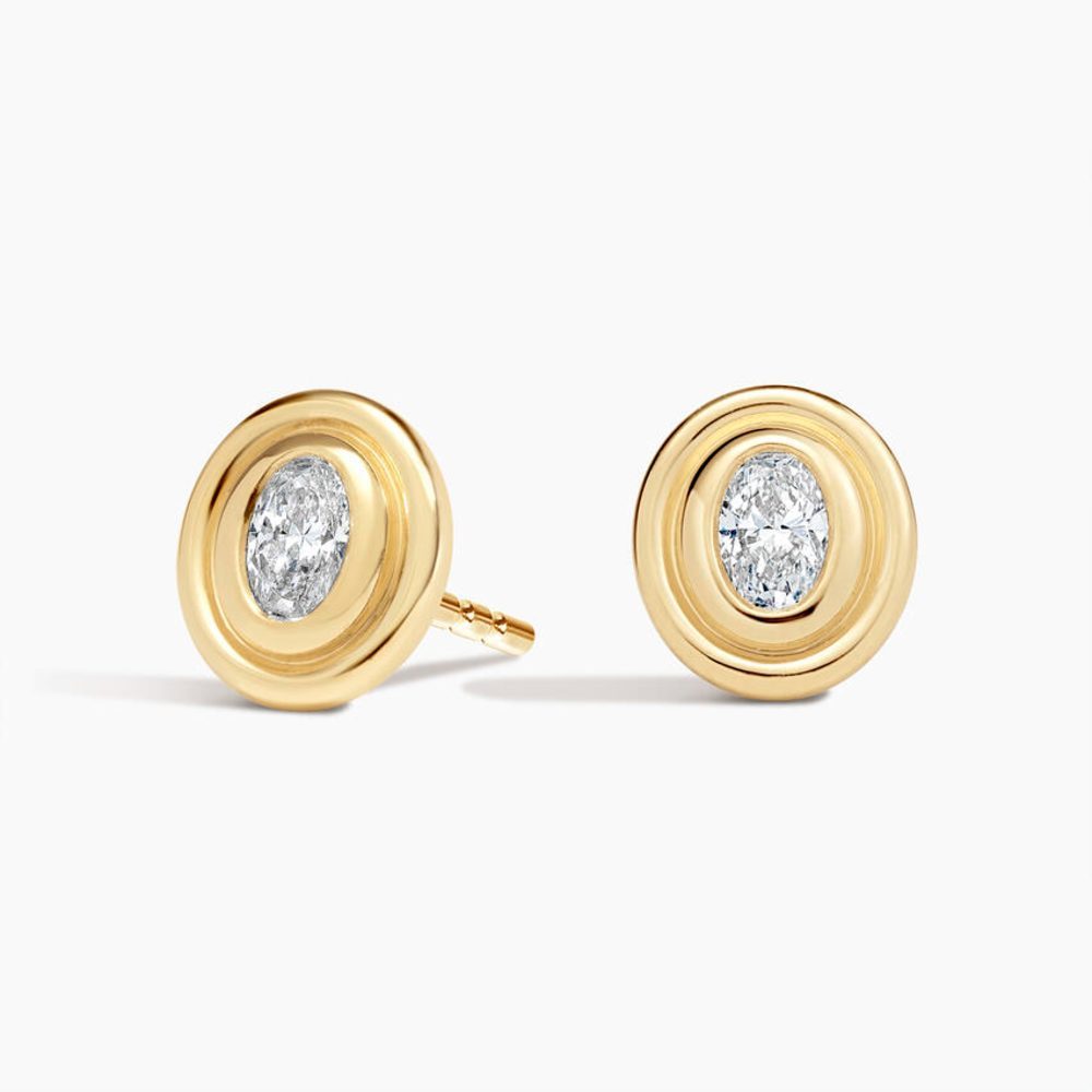 LE2689 - Vera Oval Lab Diamond Bezel Stud Earrings 0.30 CTW