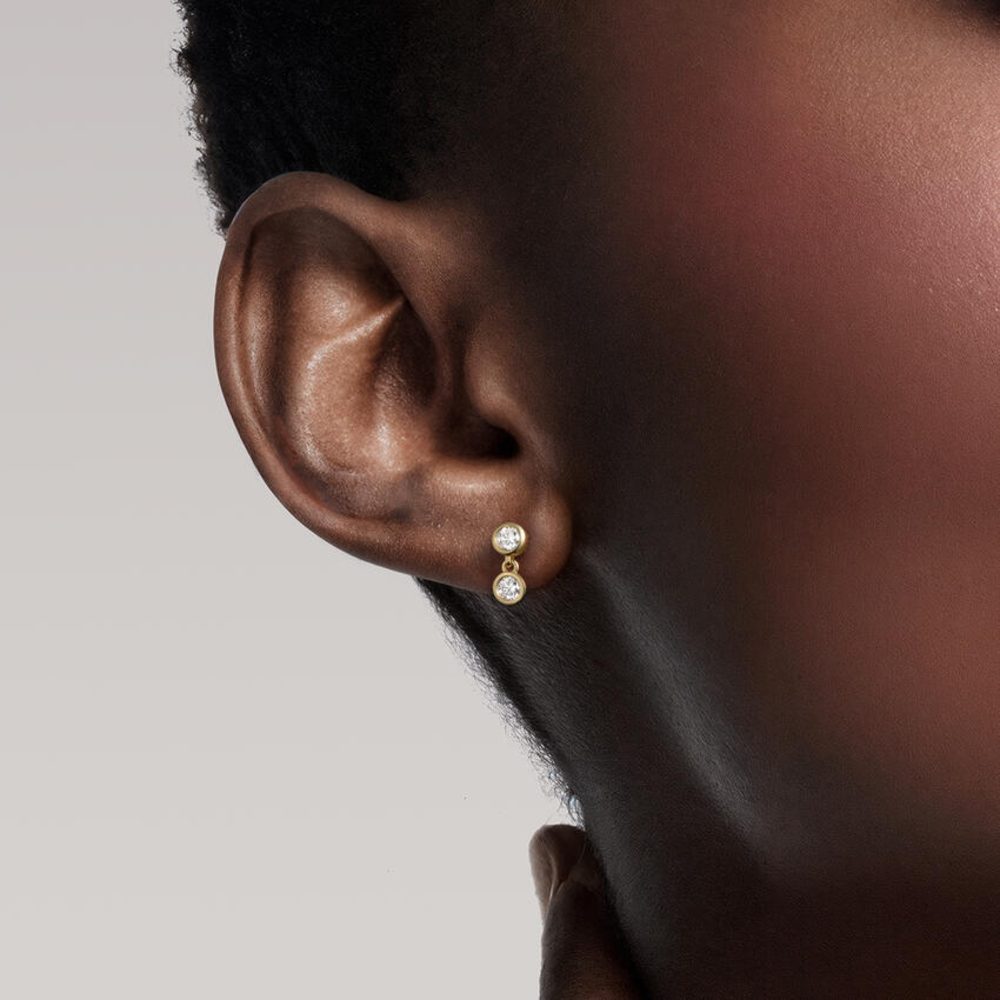 LE738 - Dua Round Lab Diamond Bezel Drop Earrings 0.4CTW