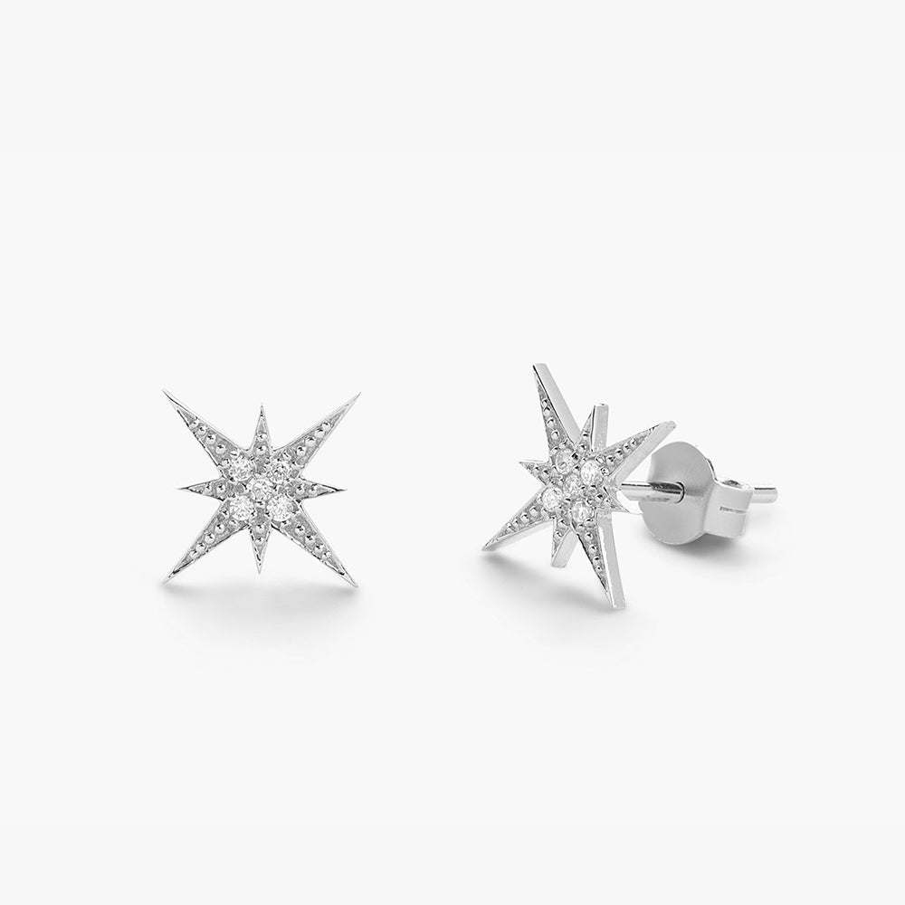 OBFJ1623 - Starburst Diamond Earrings earrings in selectable metal and diamond options - Roselle Jewelry view 6