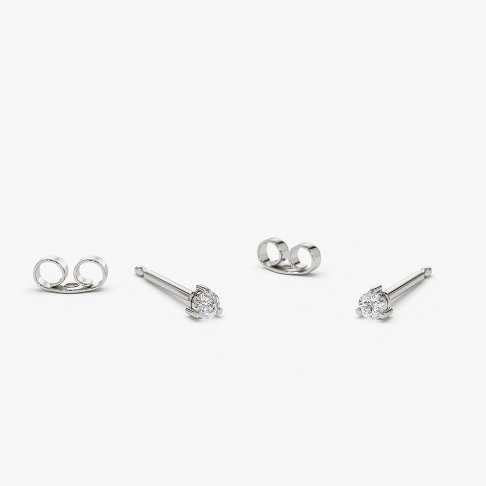 OBFJ1668 - Mini Diamond Studs earrings in selectable metal and diamond options - Roselle Jewelry view 4
